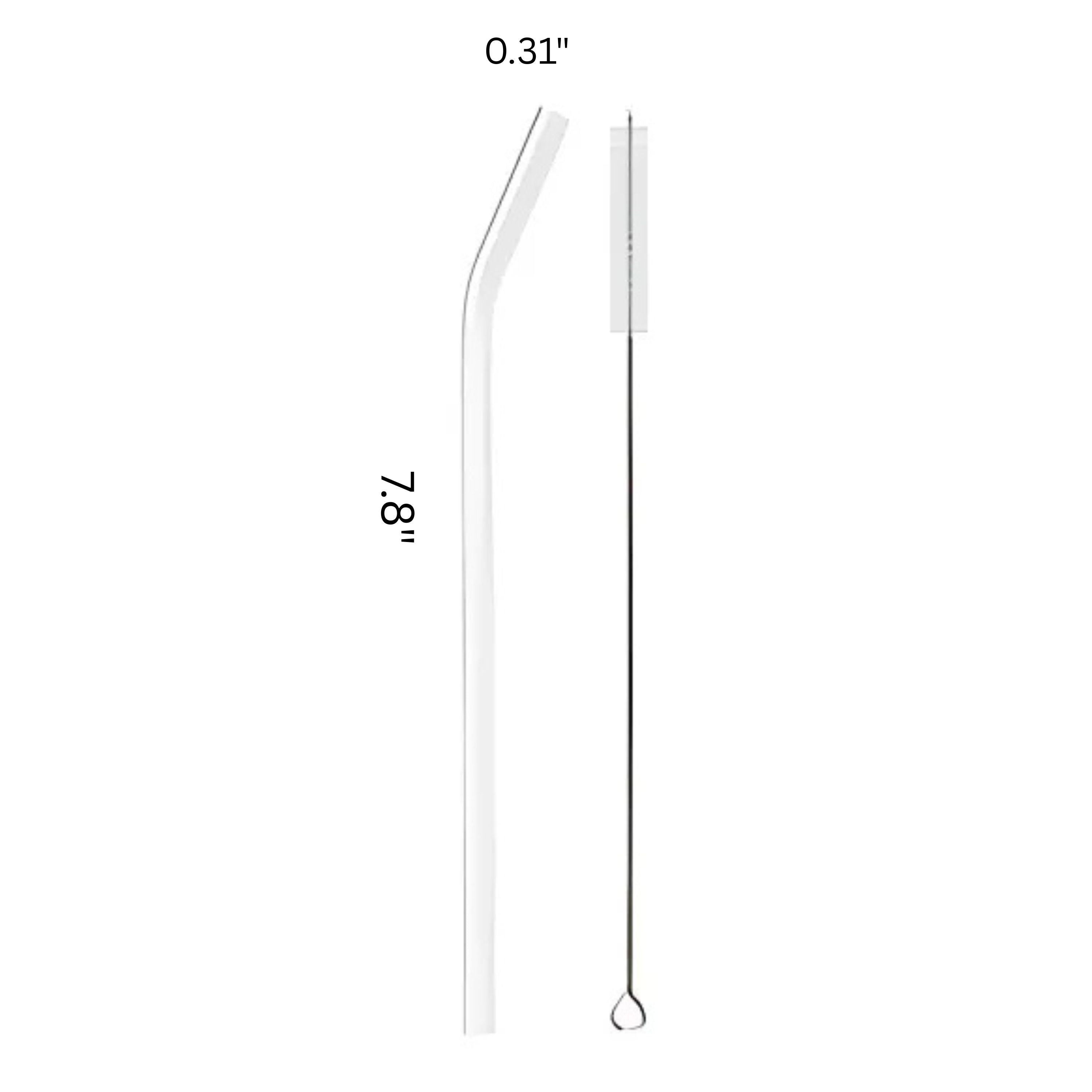 Kitcheniva Reusable Glass Straws with Cleaning Brush, 4 Pcs, Curved