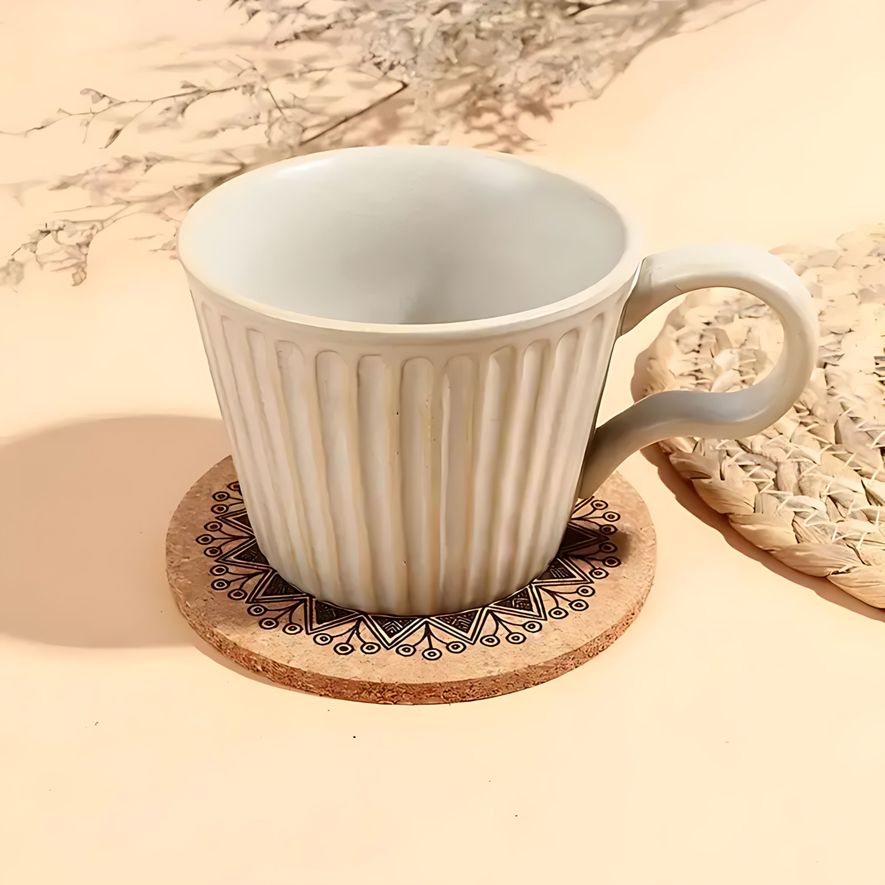 Kitcheniva Round Cork Coasters with Storage Rack