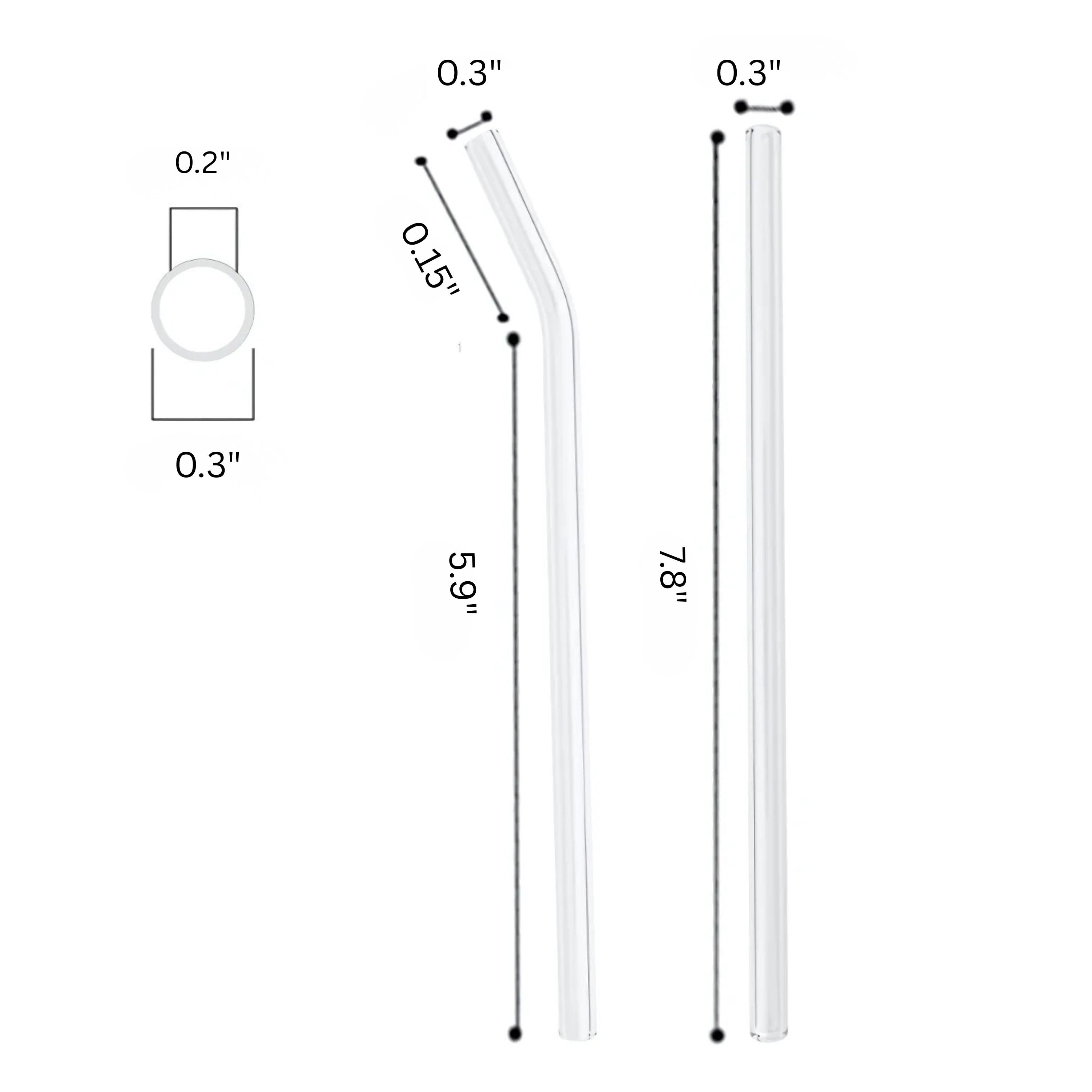 Kitcheniva Reusable Glass Straws with Bag & Cleaning Brush, 8 Pcs, Straight & Curved