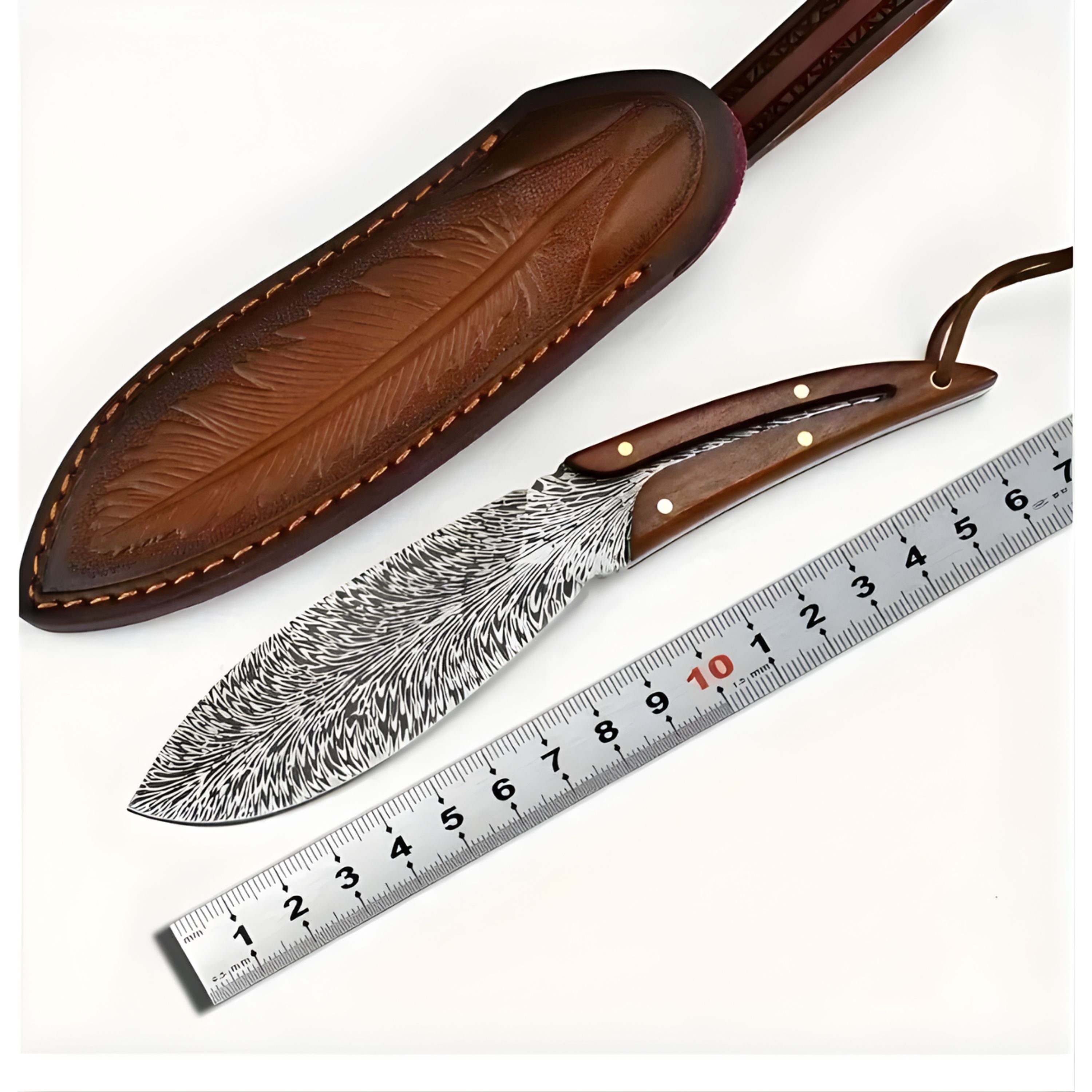 Kitcheniva Stainless Steel Kitchen Knife with Wooden Handle & Leather Sheath - 3.75