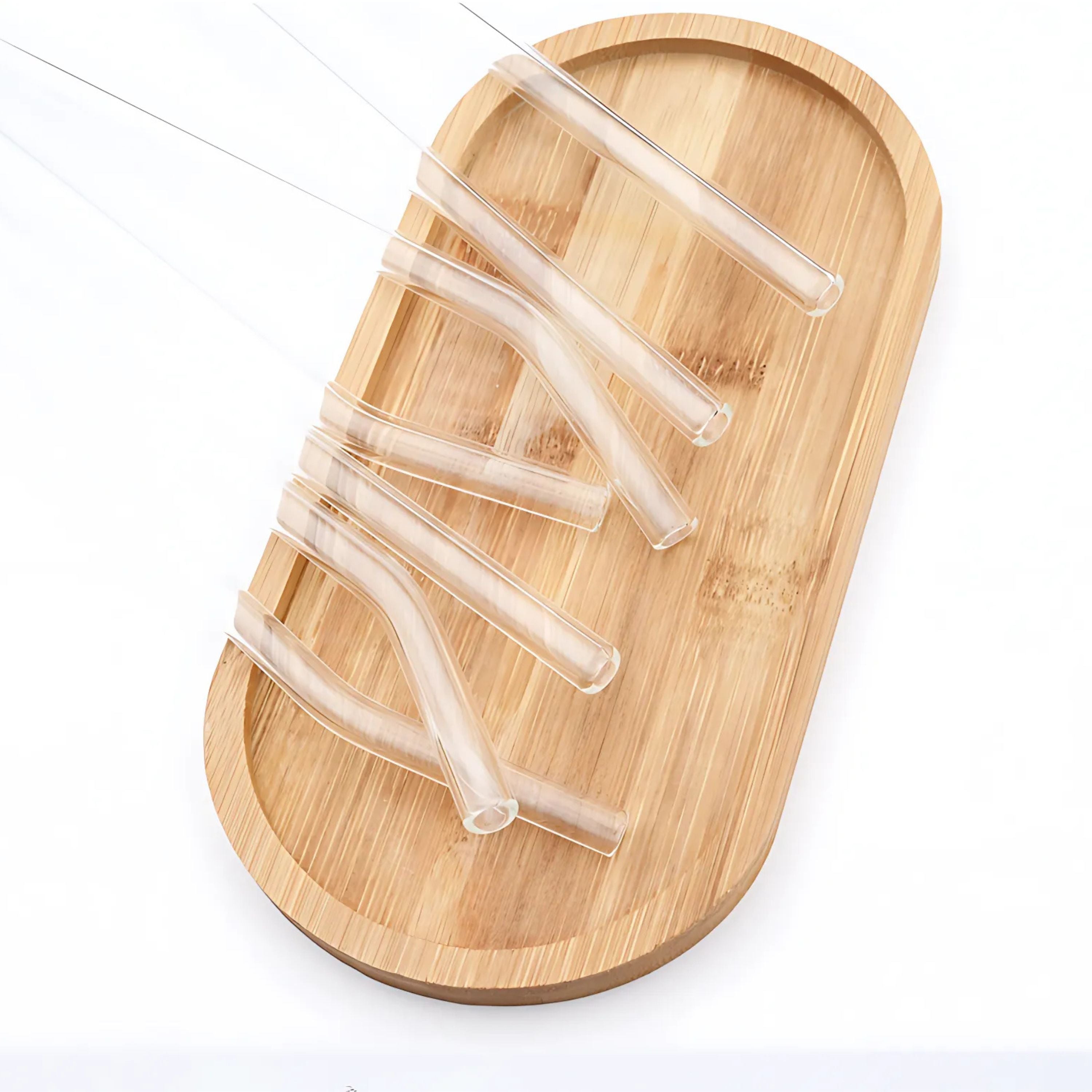 Kitcheniva Reusable Glass Straws with Bag & Cleaning Brush, 8 Pcs, Straight & Curved