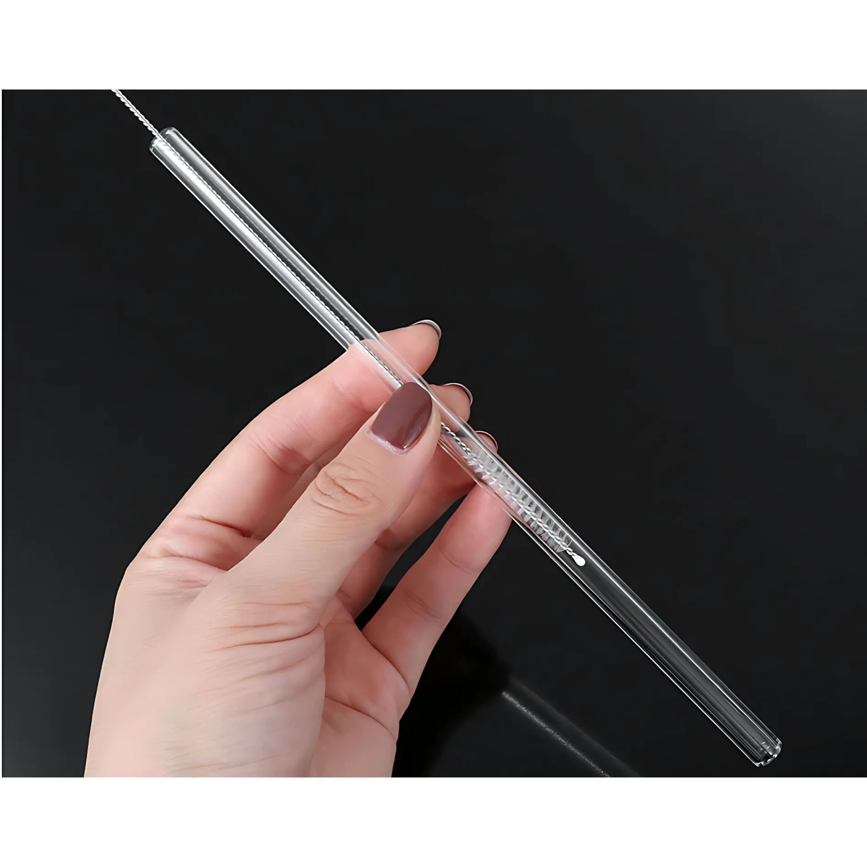 Kitcheniva Reusable Glass Straws with Bag & Cleaning Brush, 8 Pcs, Straight & Curved