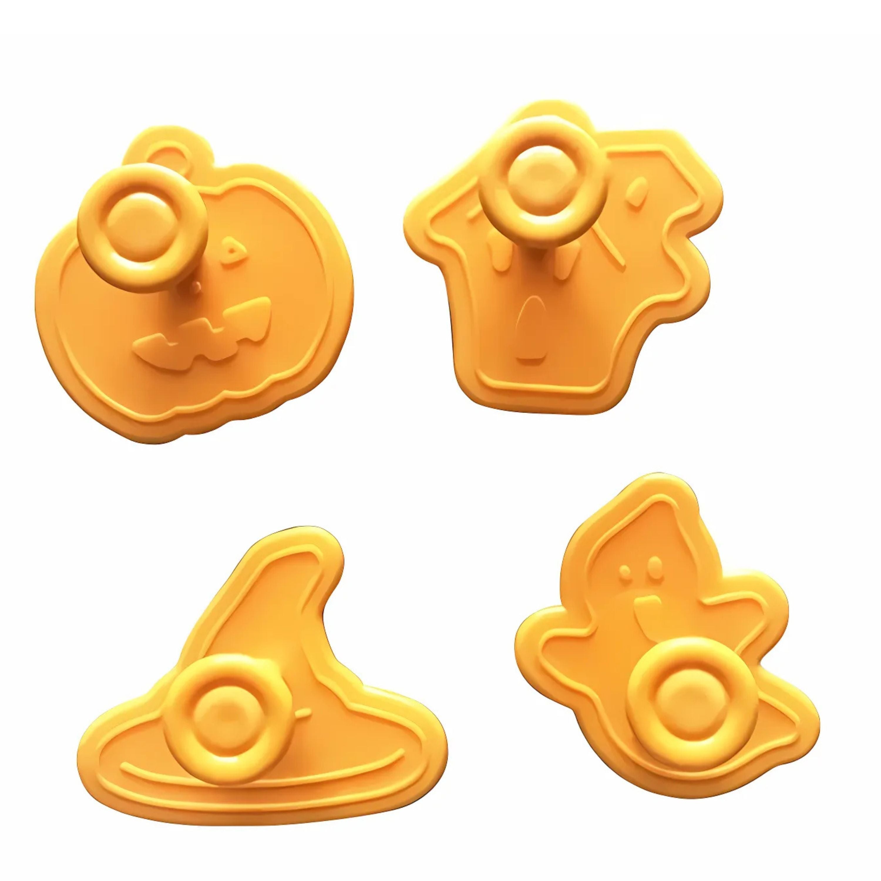 Kitcheniva Halloween Cookie Cutter Set 4 Pcs – Ghost, Pumpkin, Witch Hat & Haunted House Shapes