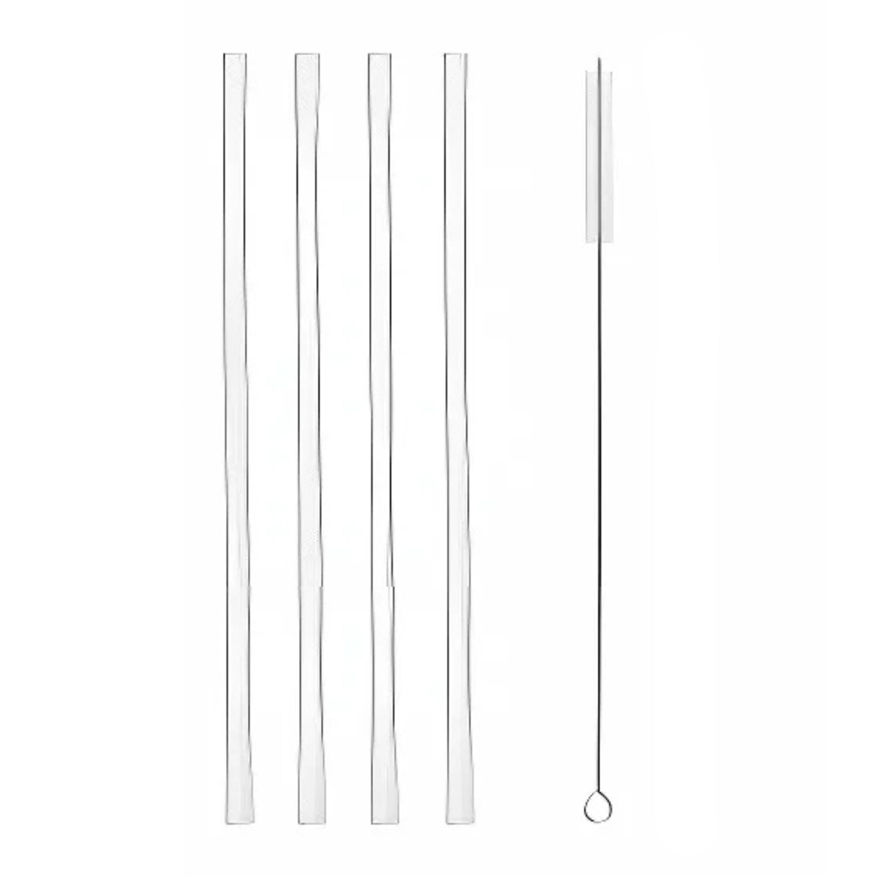 Kitcheniva Reusable Glass Straws with Cleaning Brush, 4 Pcs
