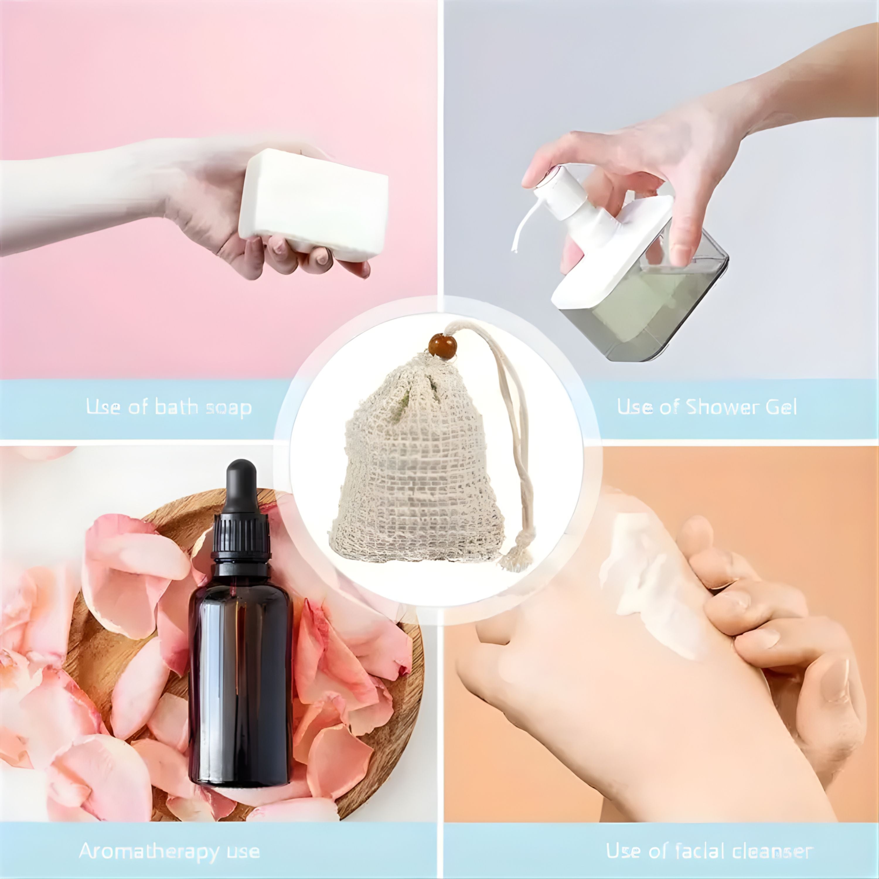 Kitcheniva Soap Savers Drawstring Bag for Bar Soap 5 Pcs