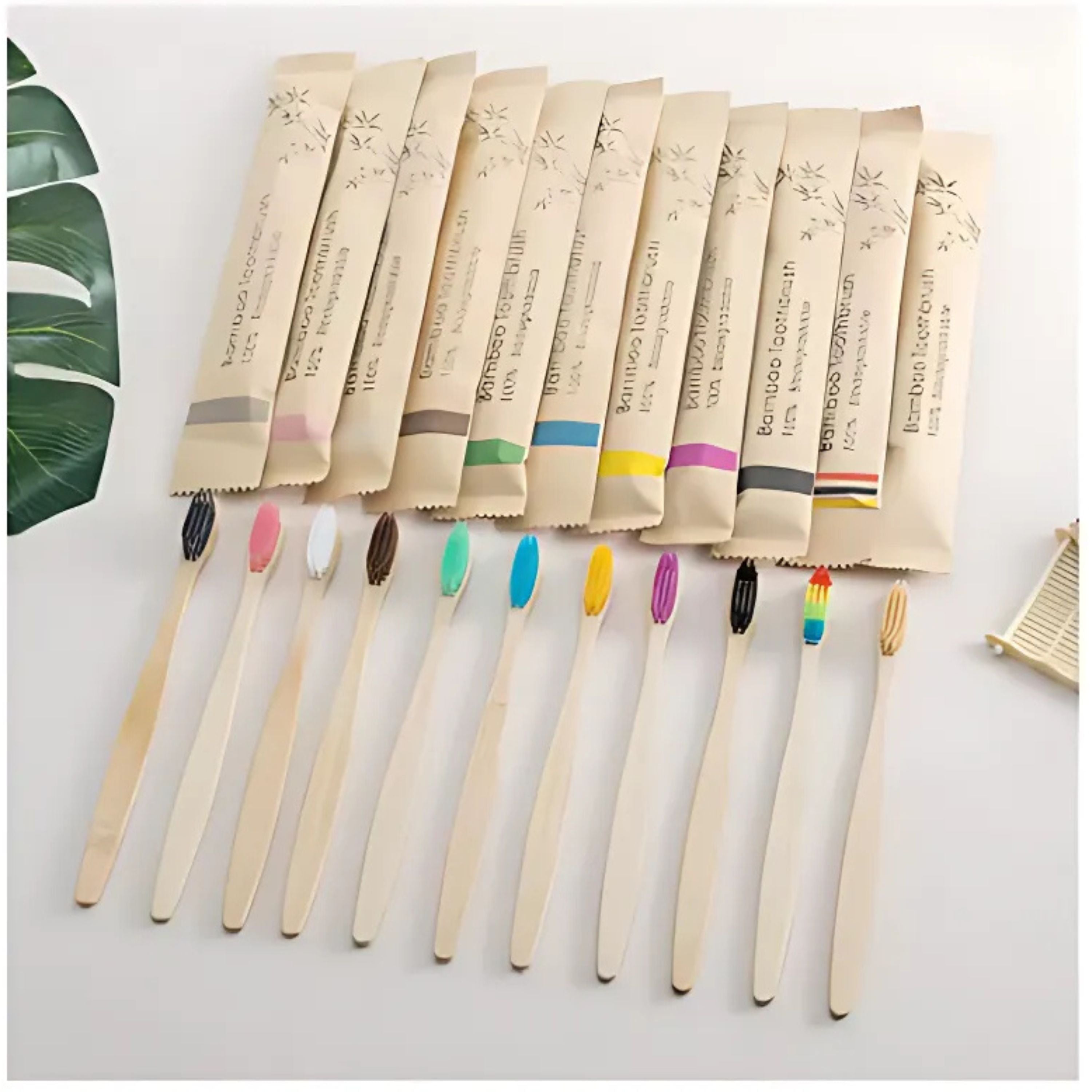 Kitcheniva Natural Bamboo Toothbrush 10 Pcs
