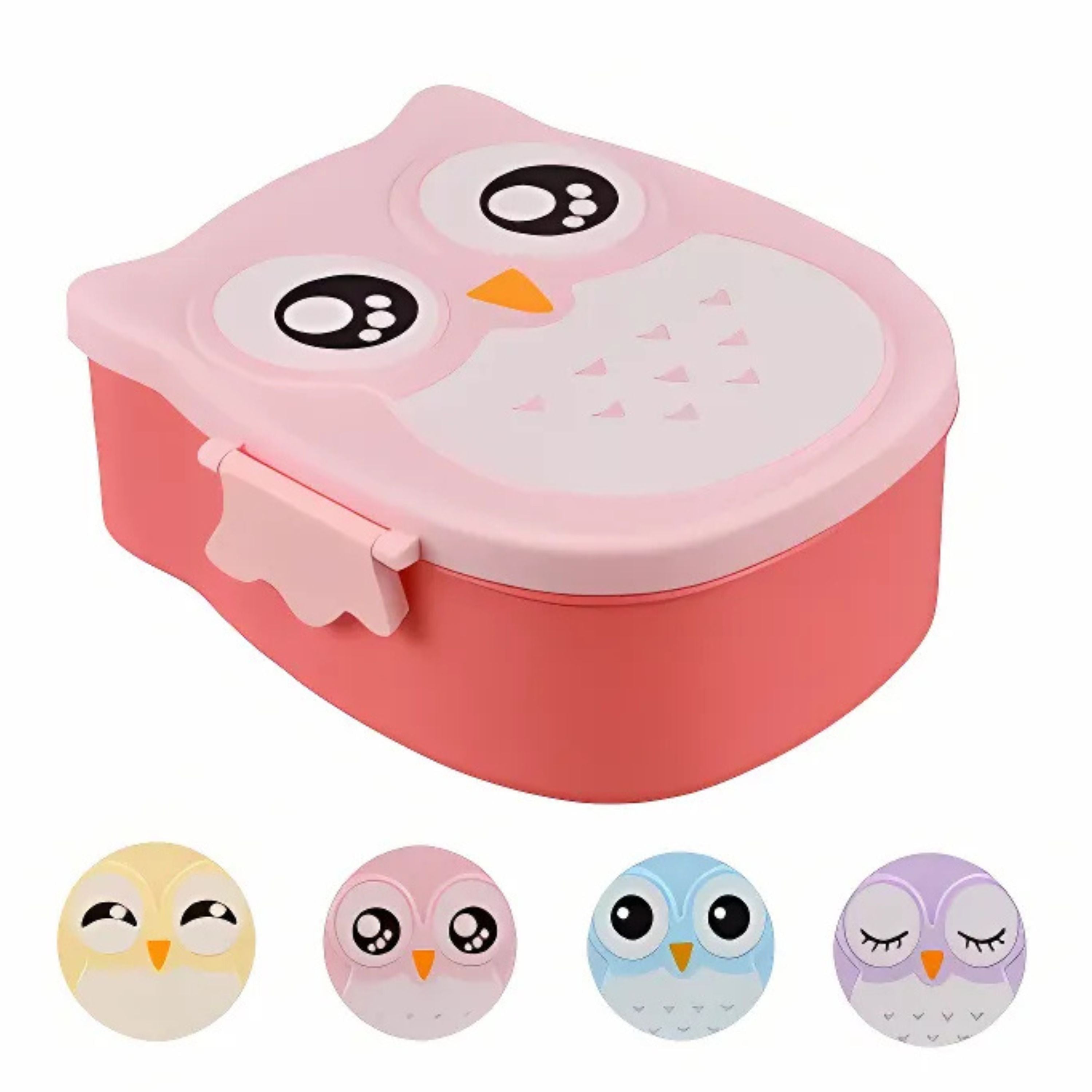 Kitcheniva Owl Shaped Lunch Box With Compartments Pink