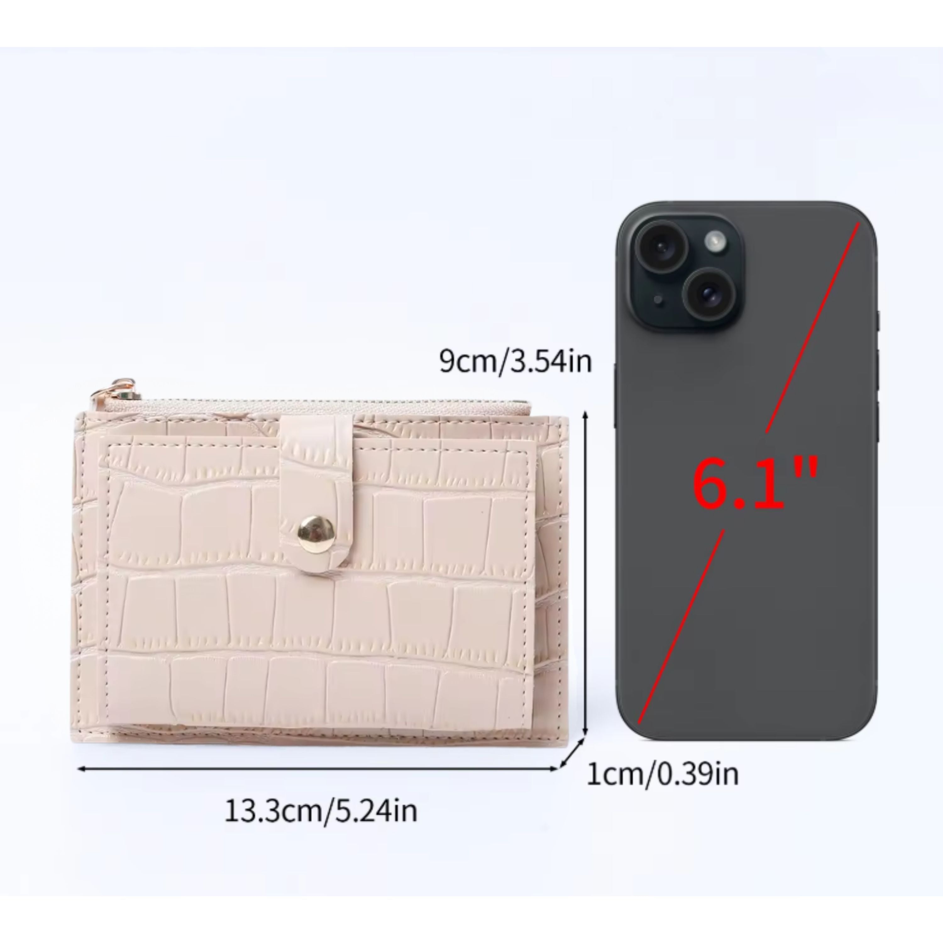 Kitcheniva Women's Ultra-Thin Lightweight Crocodile Print Wallet, Beige - Holds Cards, Coins & Cash