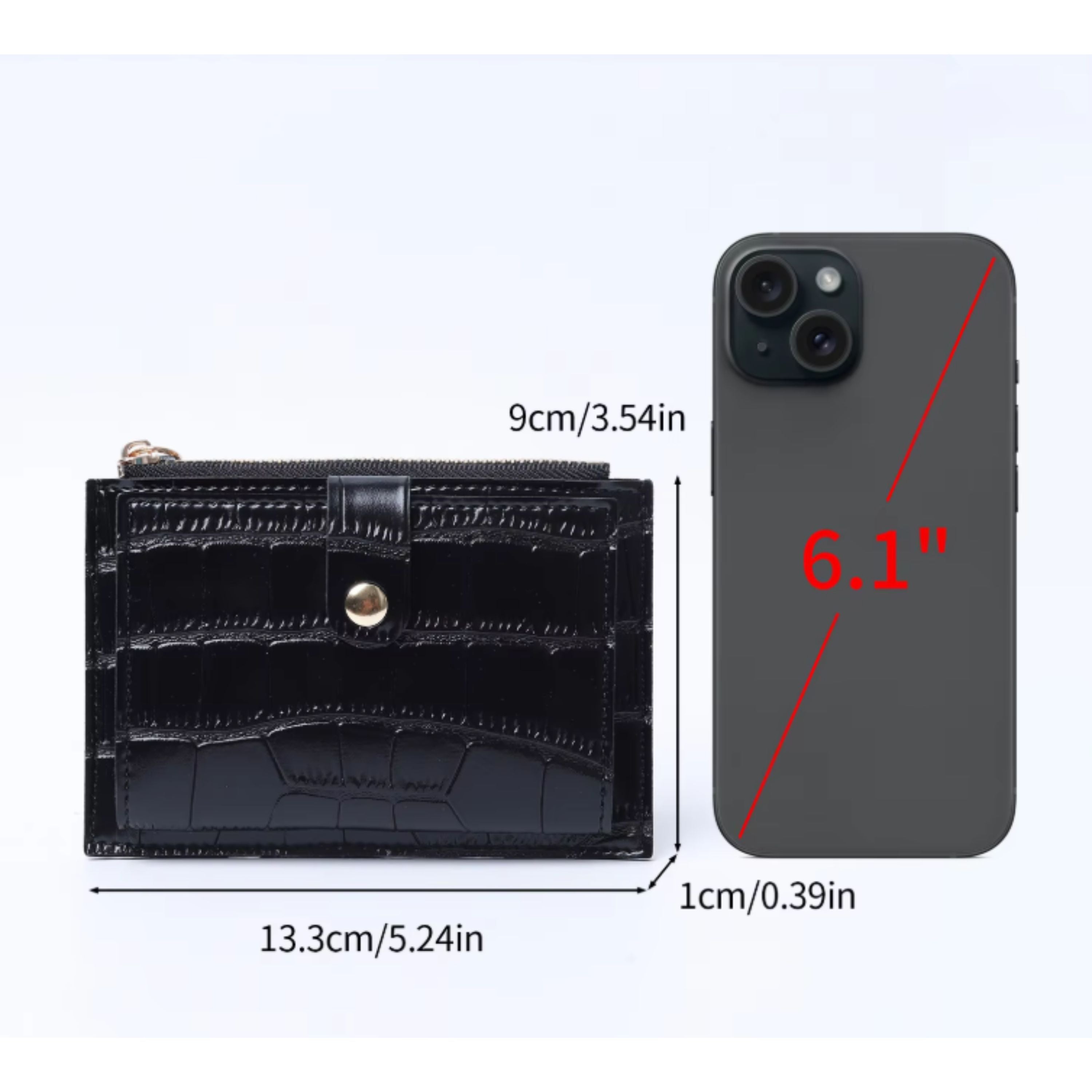 Kitcheniva Women's Ultra-Thin Lightweight Crocodile Print Wallet, Black - Holds Cards, Coins & Cash