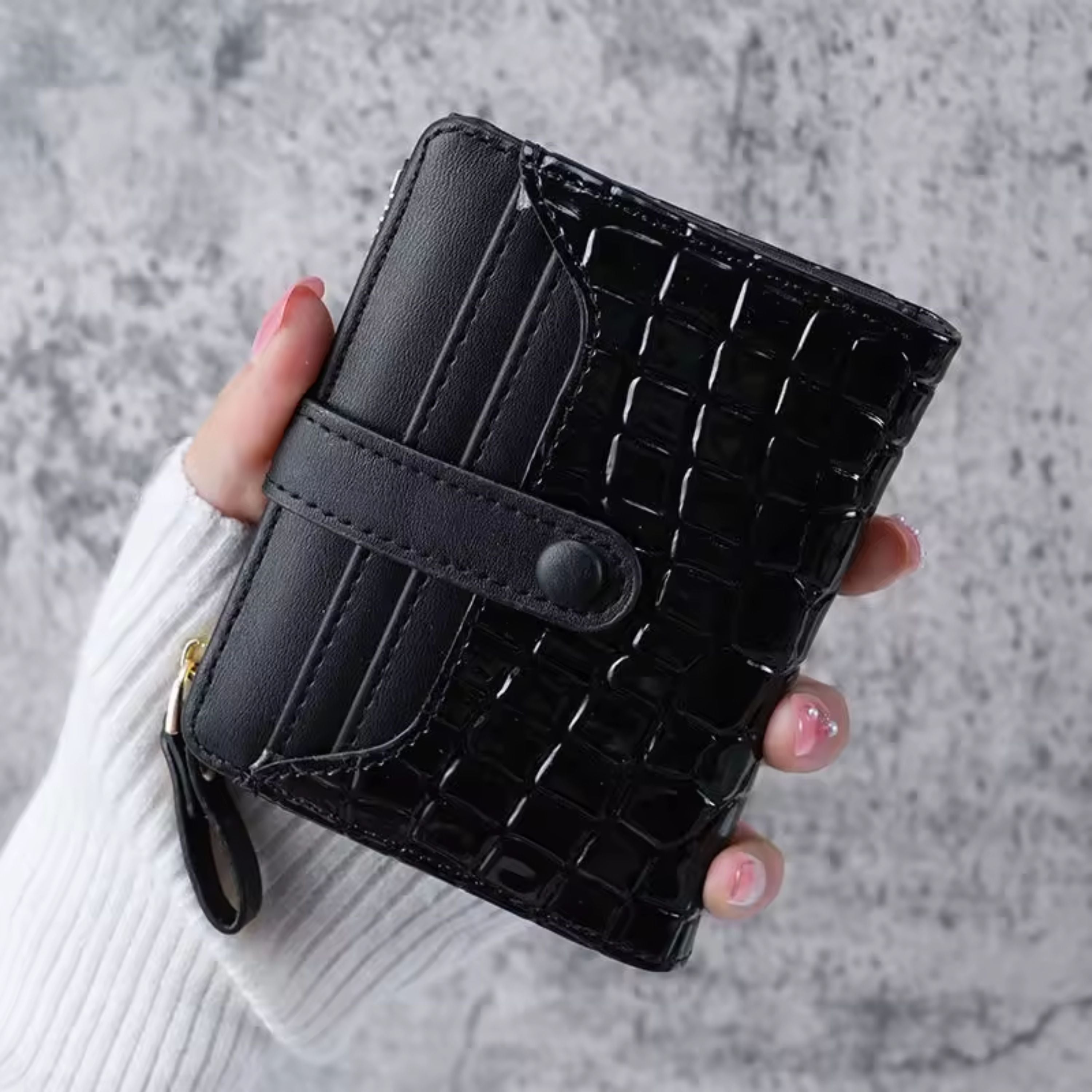 Kitcheniva Women's Crocodile Print Clutch Wallet, Black