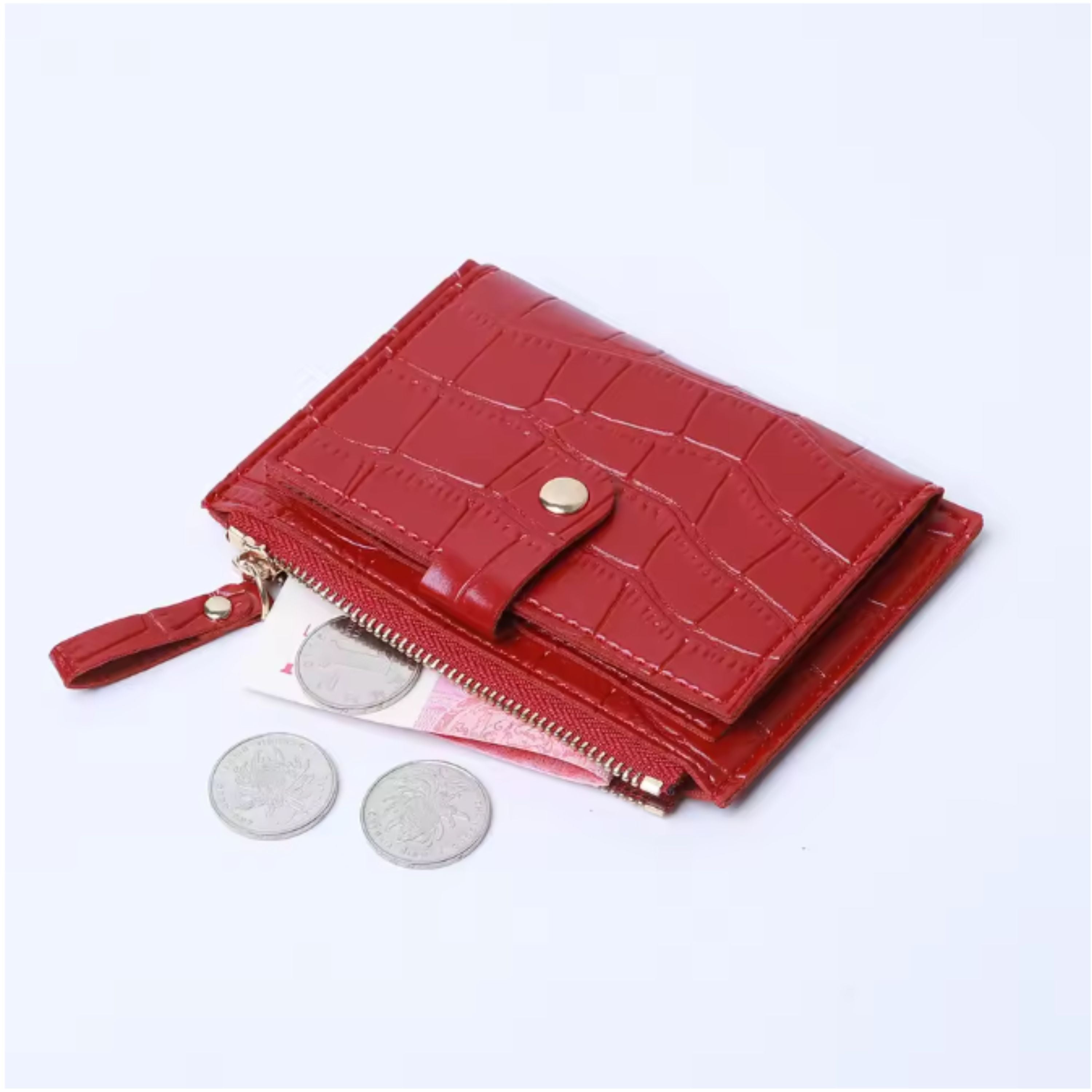 Kitcheniva Women's Ultra-Thin Lightweight Crocodile Print Wallet, Pink - Holds Cards, Coins & Cash