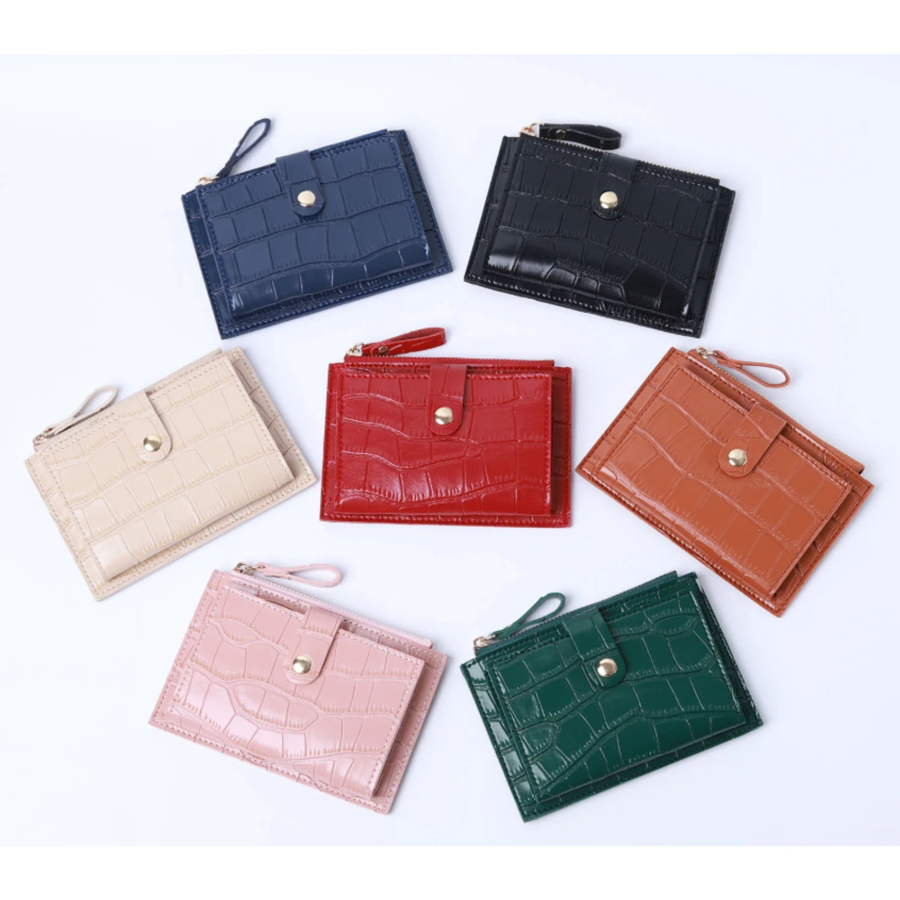 Kitcheniva Women's Ultra-Thin Lightweight Crocodile Print Wallet, Red - Holds Cards, Coins & Cash