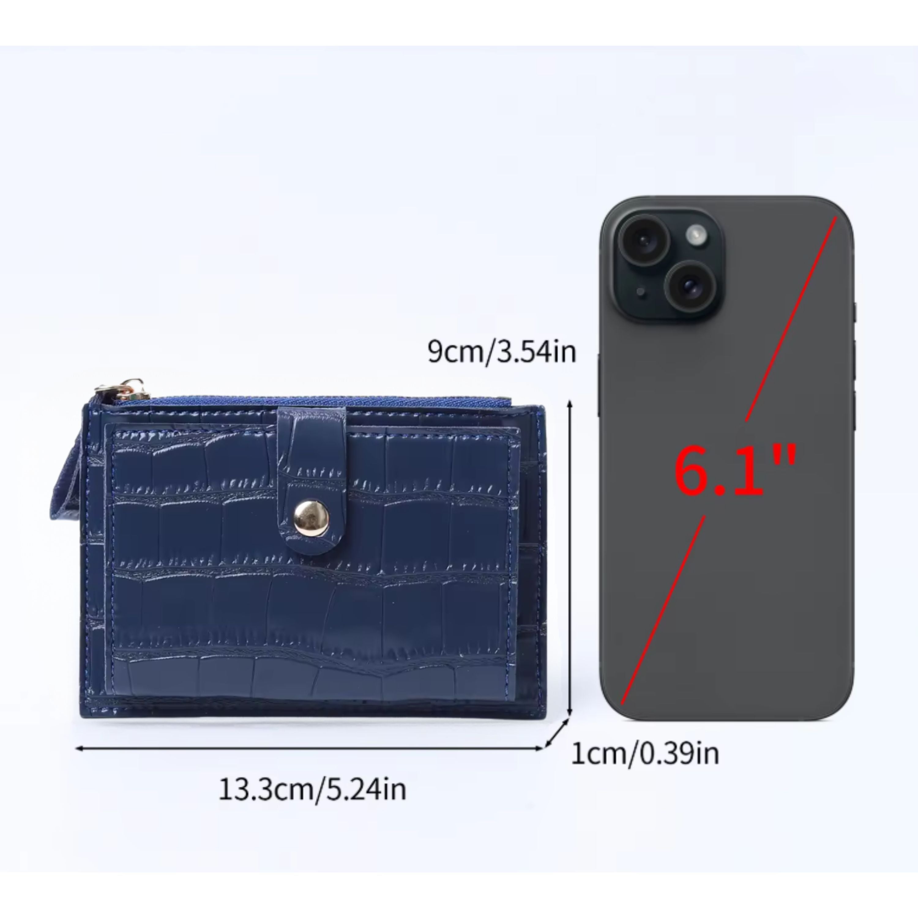 Kitcheniva Women's Ultra-Thin Lightweight Crocodile Print Wallet, Blue - Holds Cards, Coins & Cash