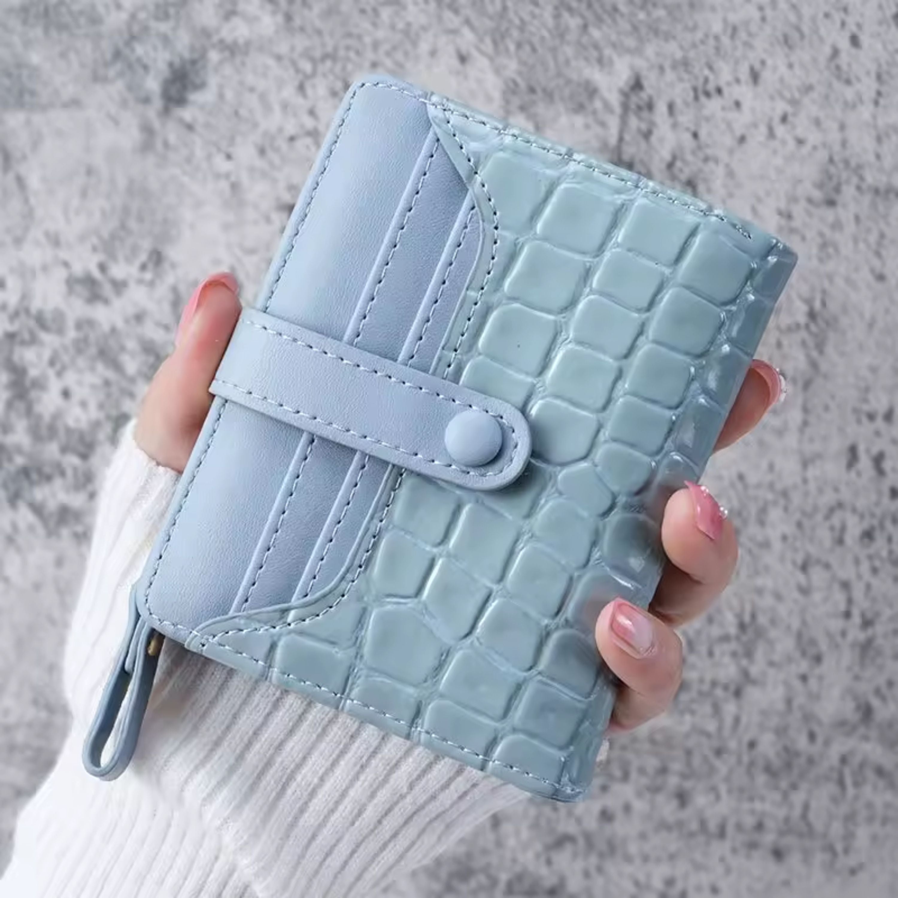 Kitcheniva Women's Crocodile Print Clutch Wallet, Blue
