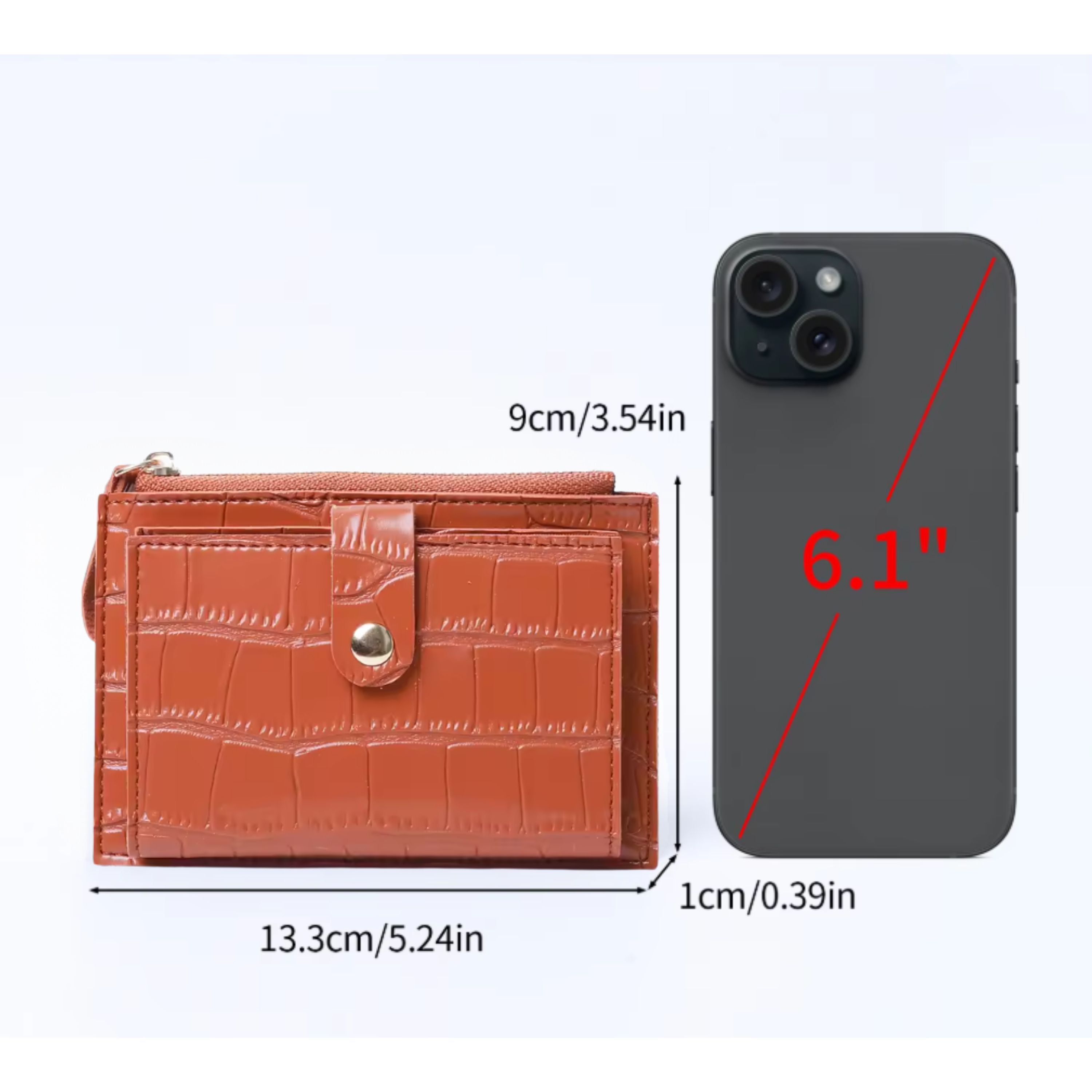 Kitcheniva Women's Ultra-Thin Lightweight Crocodile Print Wallet, Brown - Holds Cards, Coins & Cash