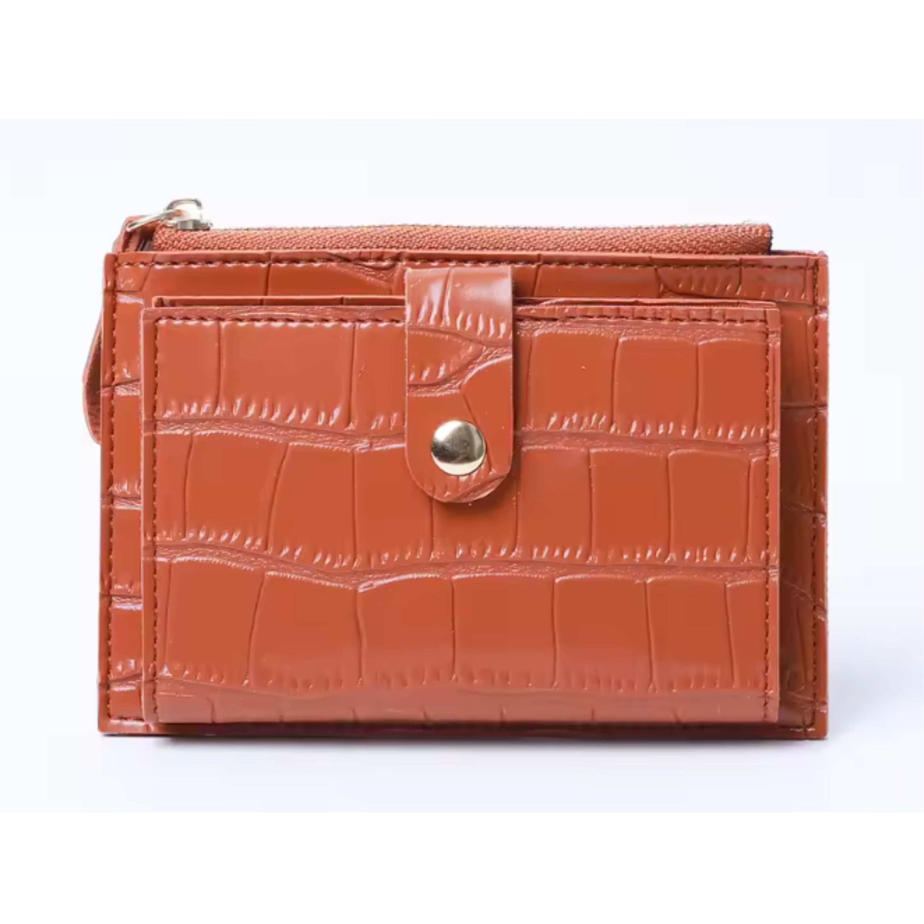 Kitcheniva Women's Ultra-Thin Lightweight Crocodile Print Wallet, Brown - Holds Cards, Coins & Cash