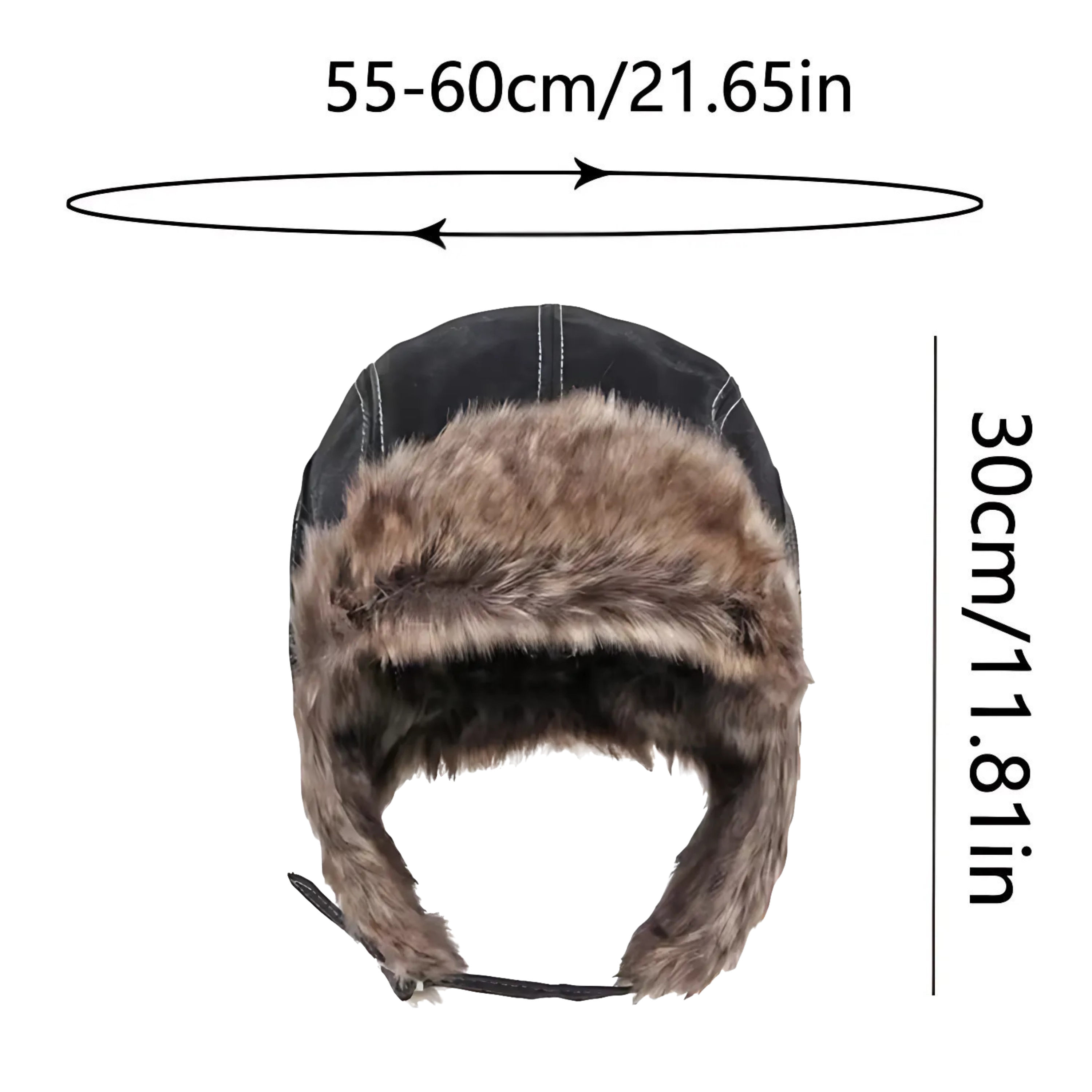 Kitcheniva Unisex Faux Fur Winter Trapper Hat with Ear Protection Black