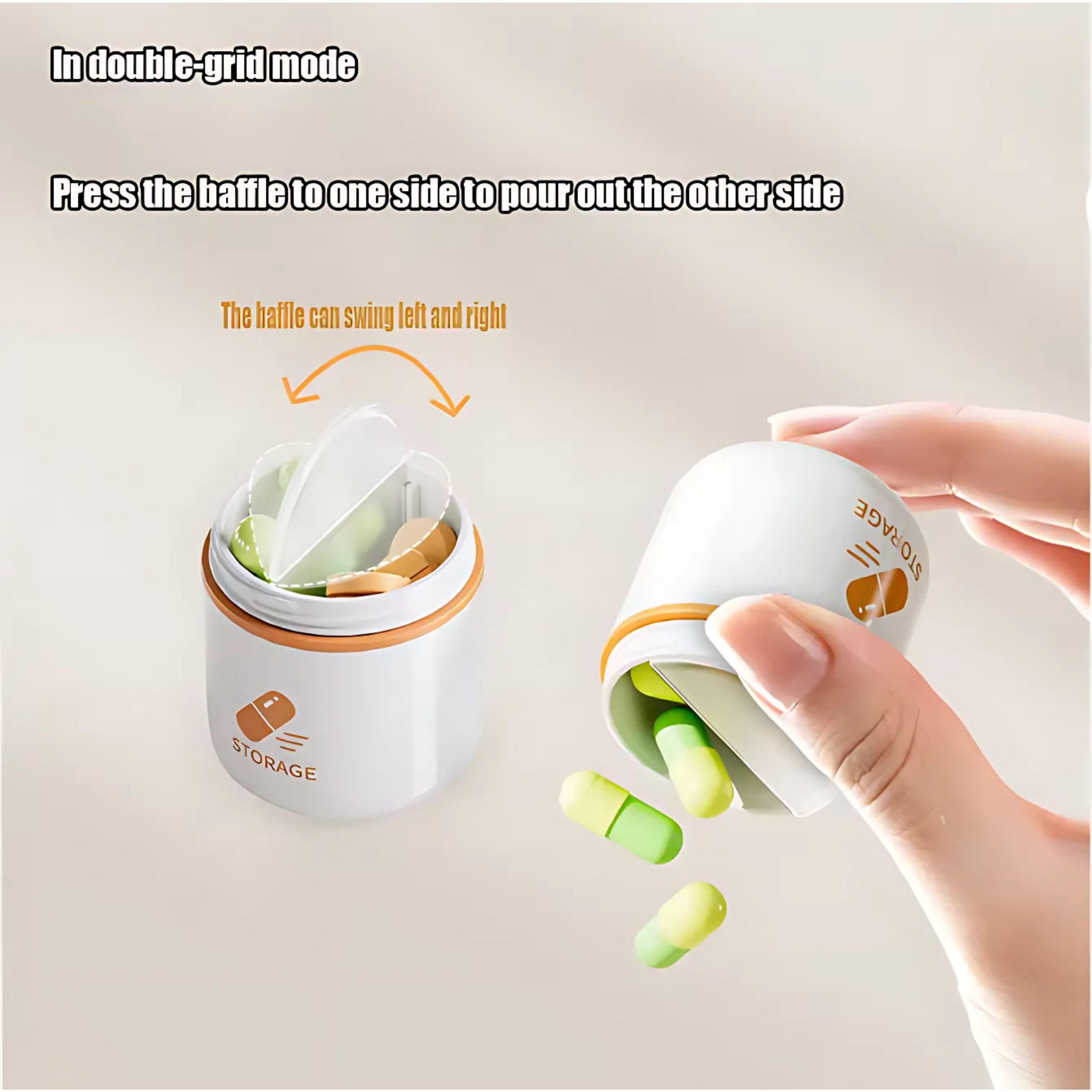 Kitcheniva Mini Pill Storage Box 2 Compartments, White