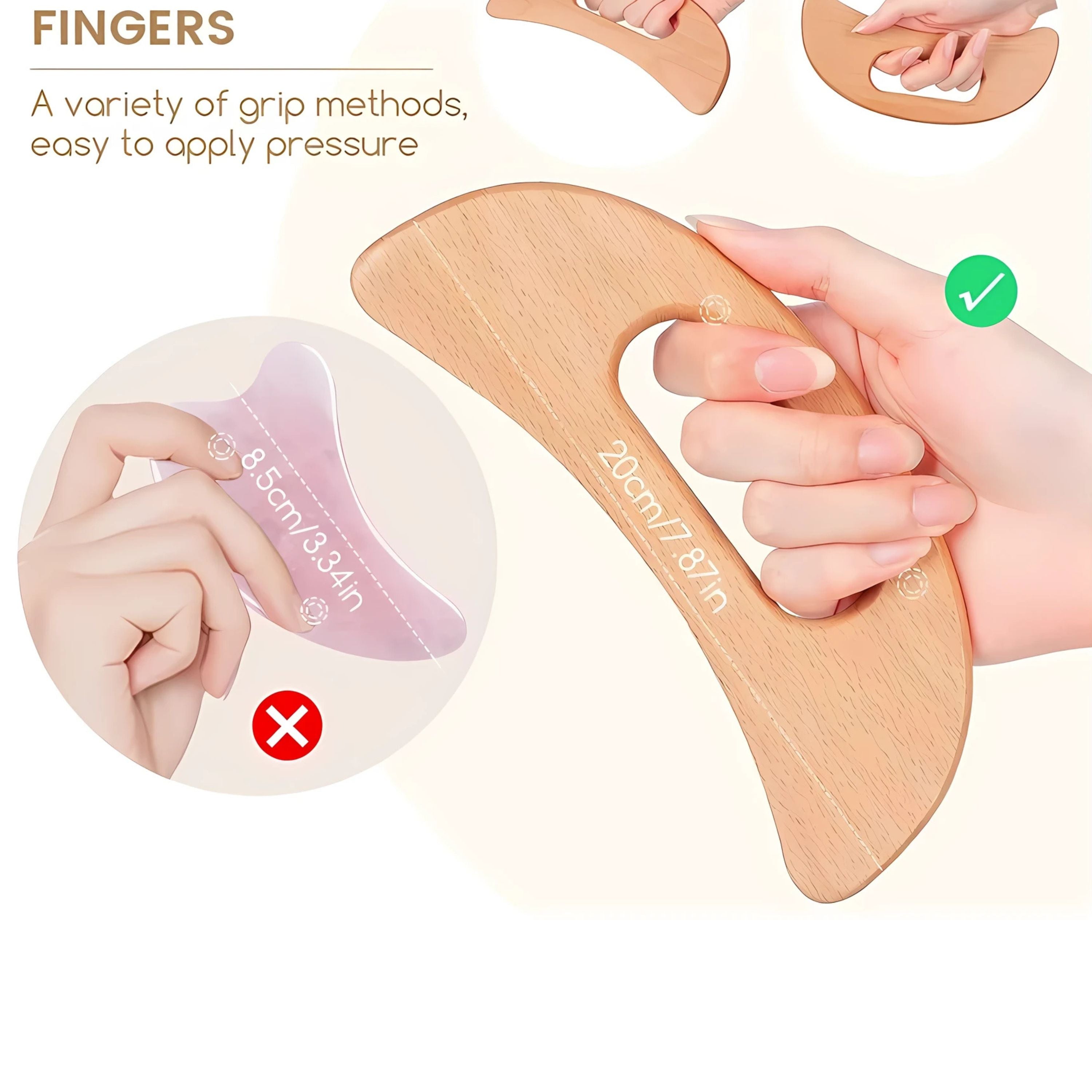 Kitcheniva Wooden Gua Sha Massage Tool – Large Body Scraper for Back, Neck, Legs & Arms, Improves Circulation & Lymphatic Drainage