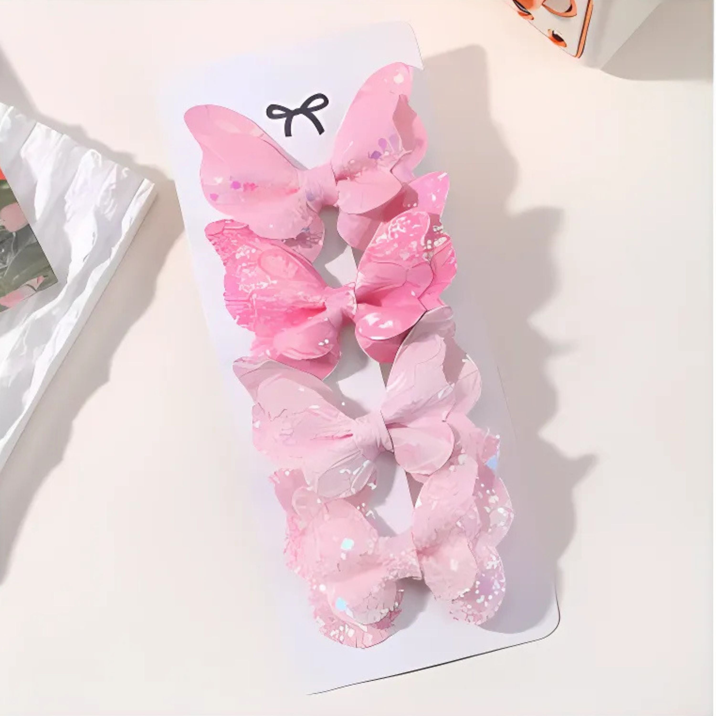 Kitcheniva Childrens Sequin Butterfly Hair Clips 4Pcs Pink