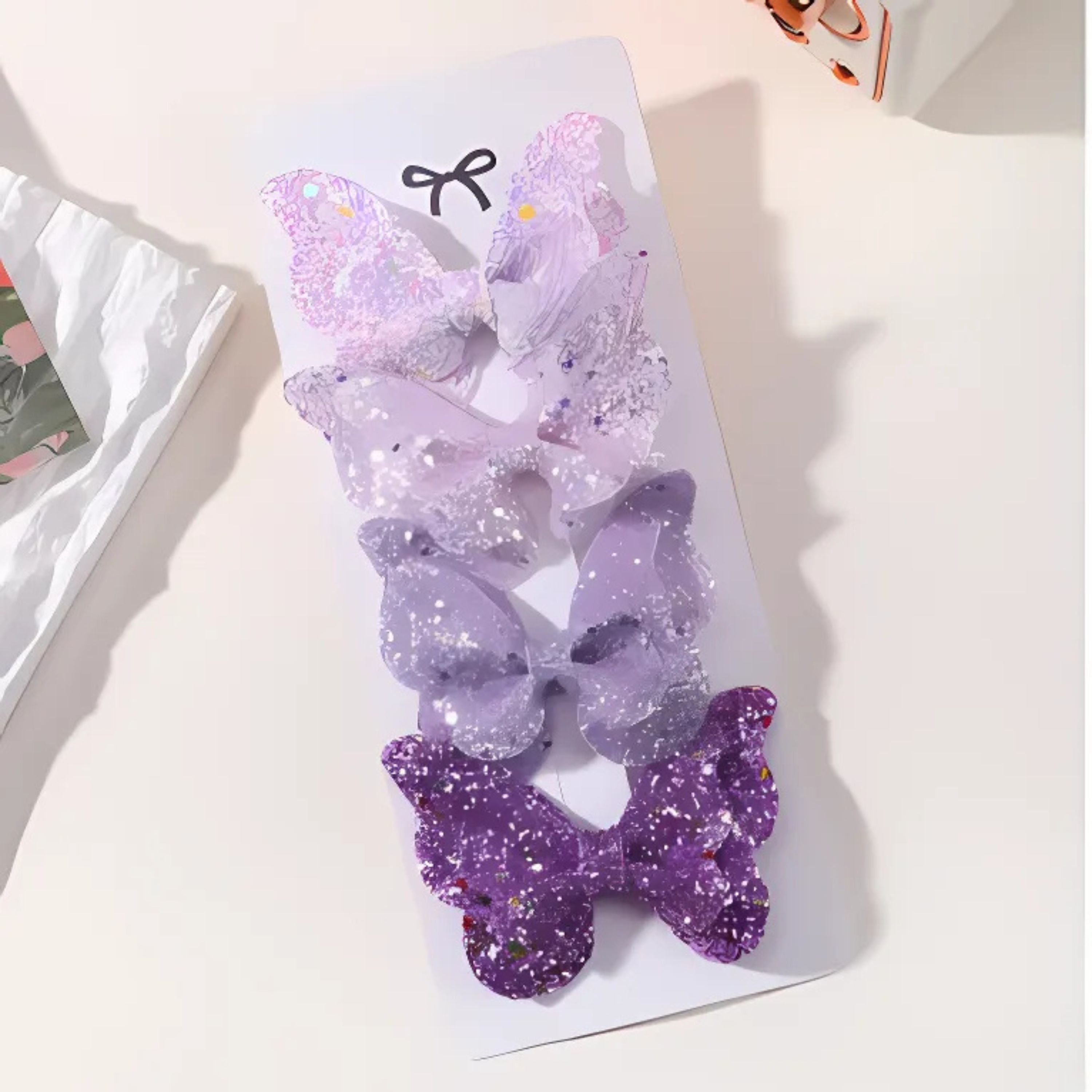 Kitcheniva Childrens Sequin Butterfly Hair Clips 4Pcs Purple