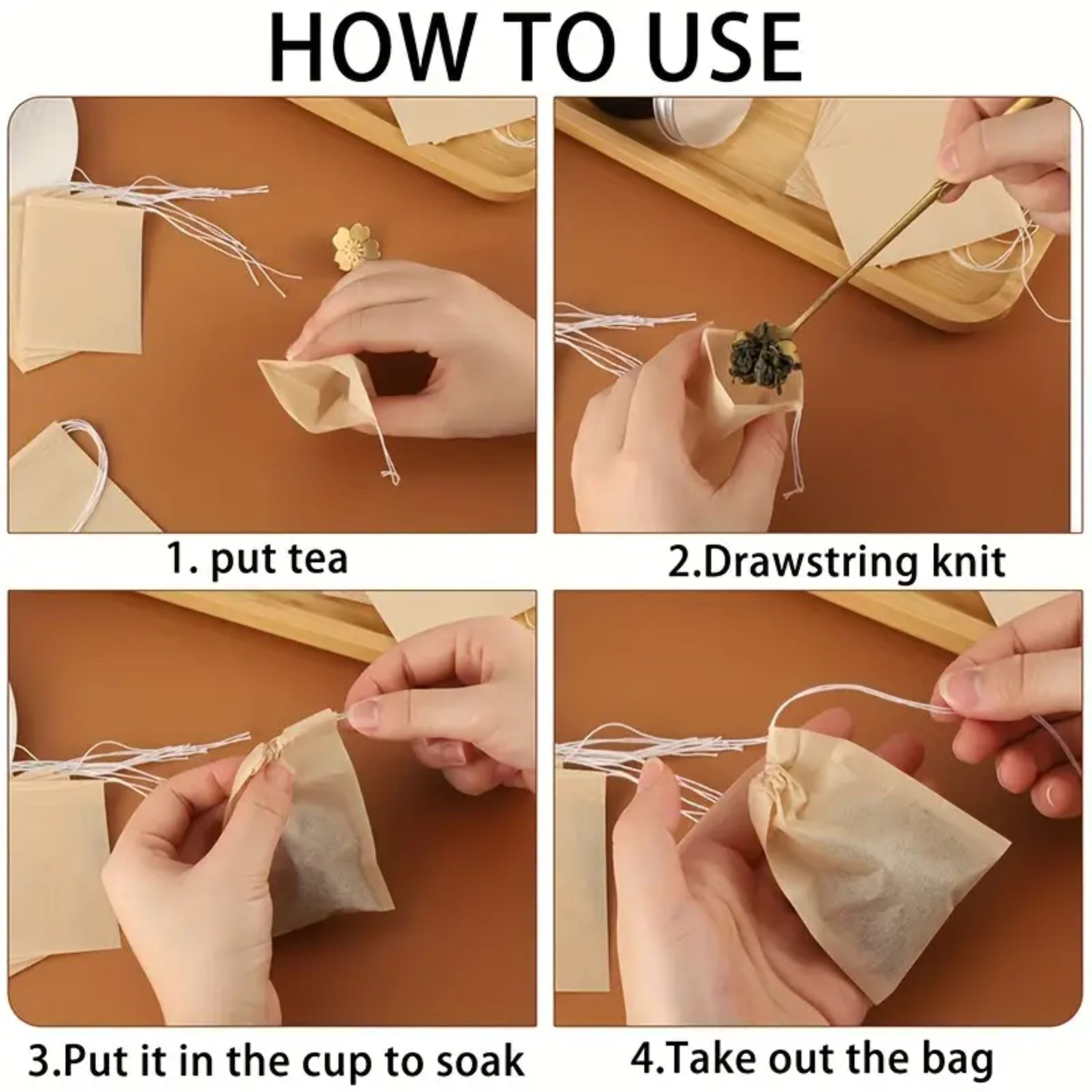 Kitcheniva Unbleached Disposable Tea Infuser Bags 100 Pcs, 2.75” x 3.54”