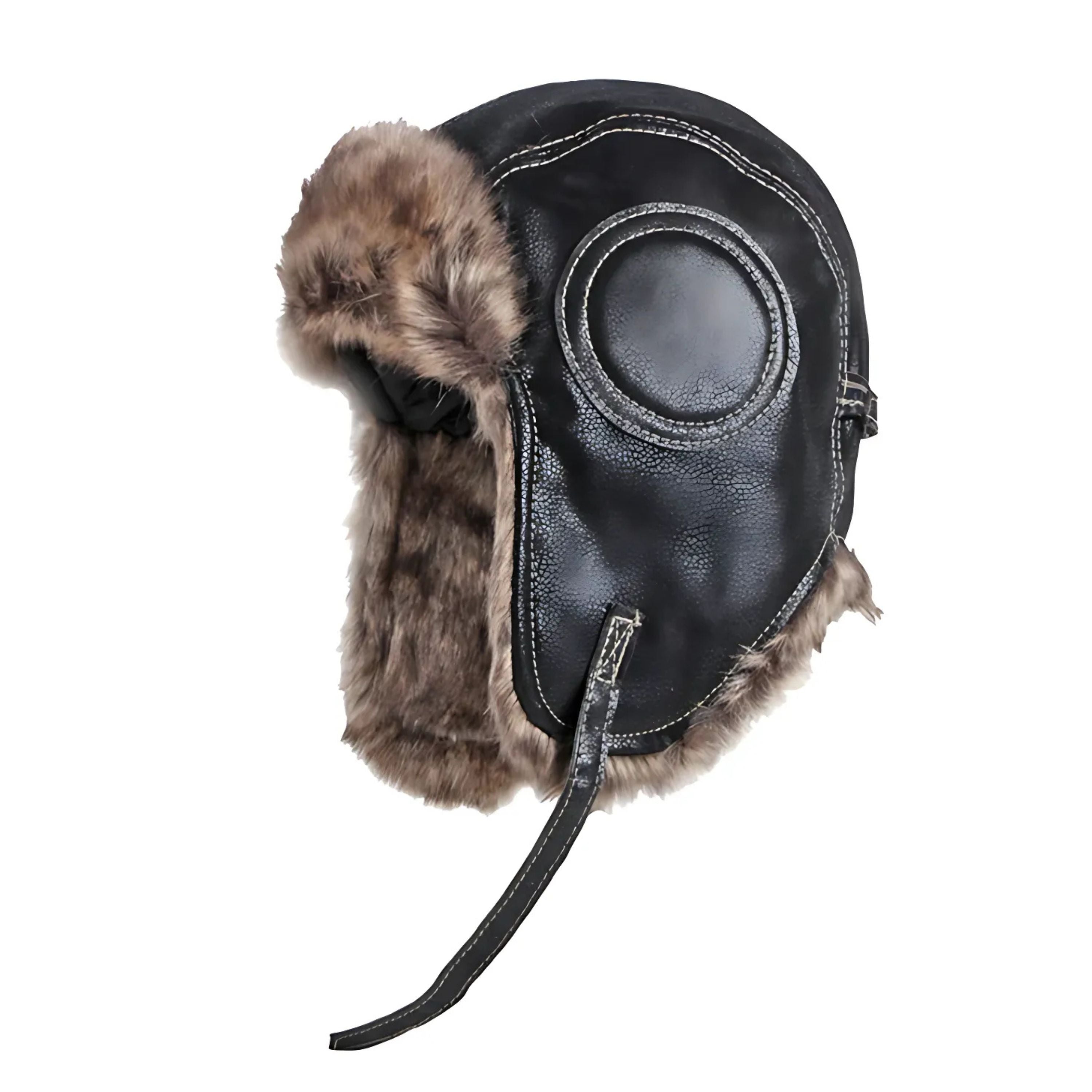 Kitcheniva Unisex Faux Fur Winter Trapper Hat with Ear Protection Black