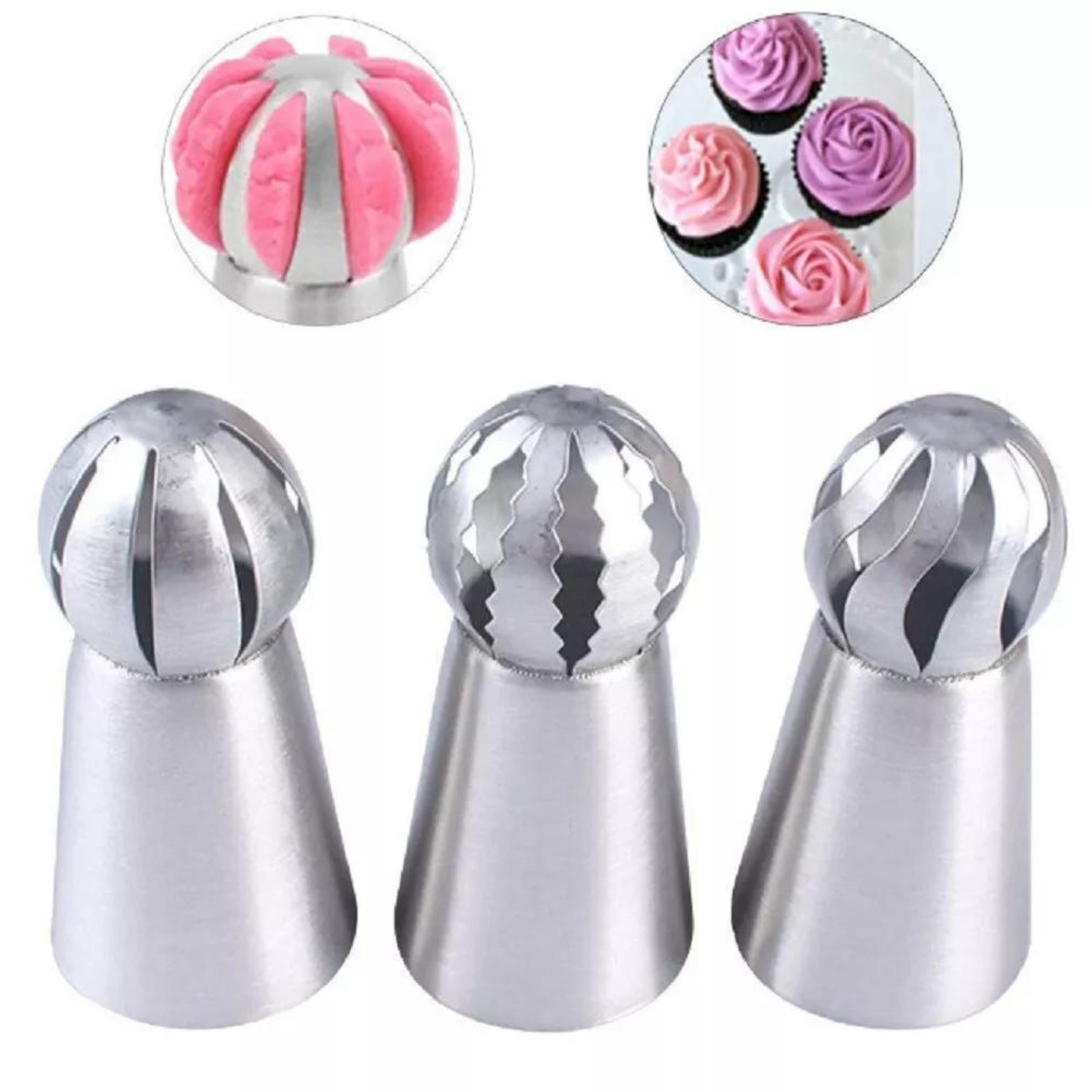 Kitcheniva Russian Ball Sphere Icing Nozzles Set 3 Pcs