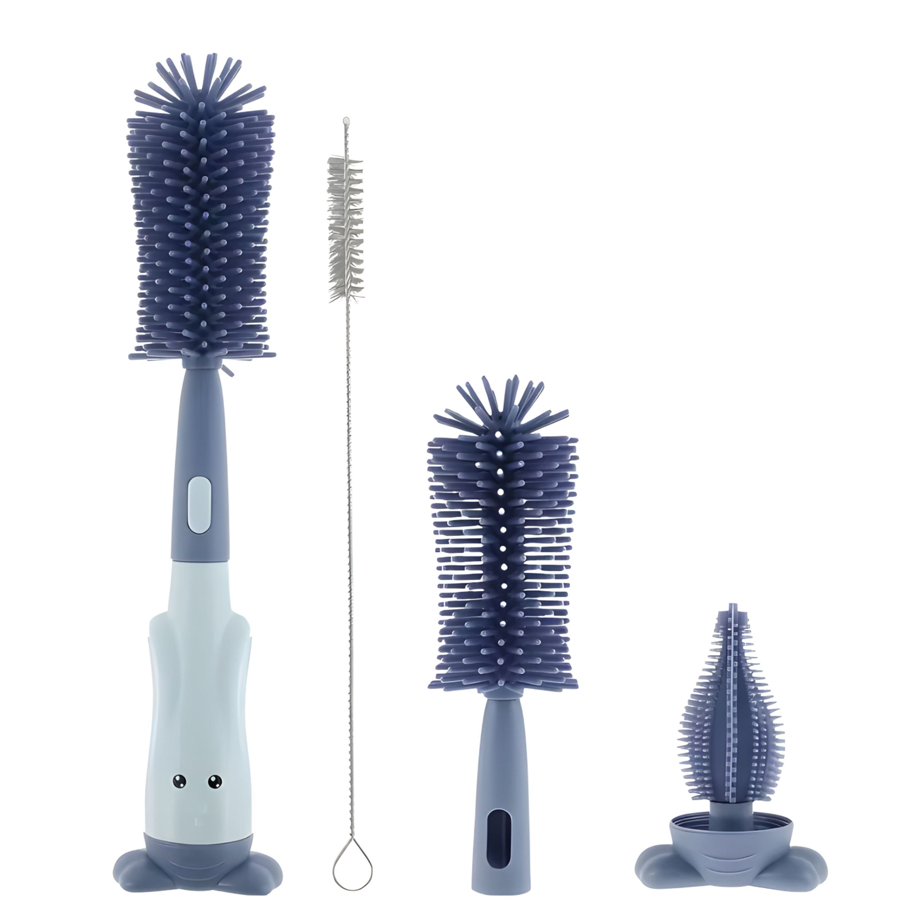 Kitcheniva 3-in-1 Silicone Bottle Brush - Comes with Detachable Head, Detachable Teat Nipple Cleaner Brush, and Straw Cleaner