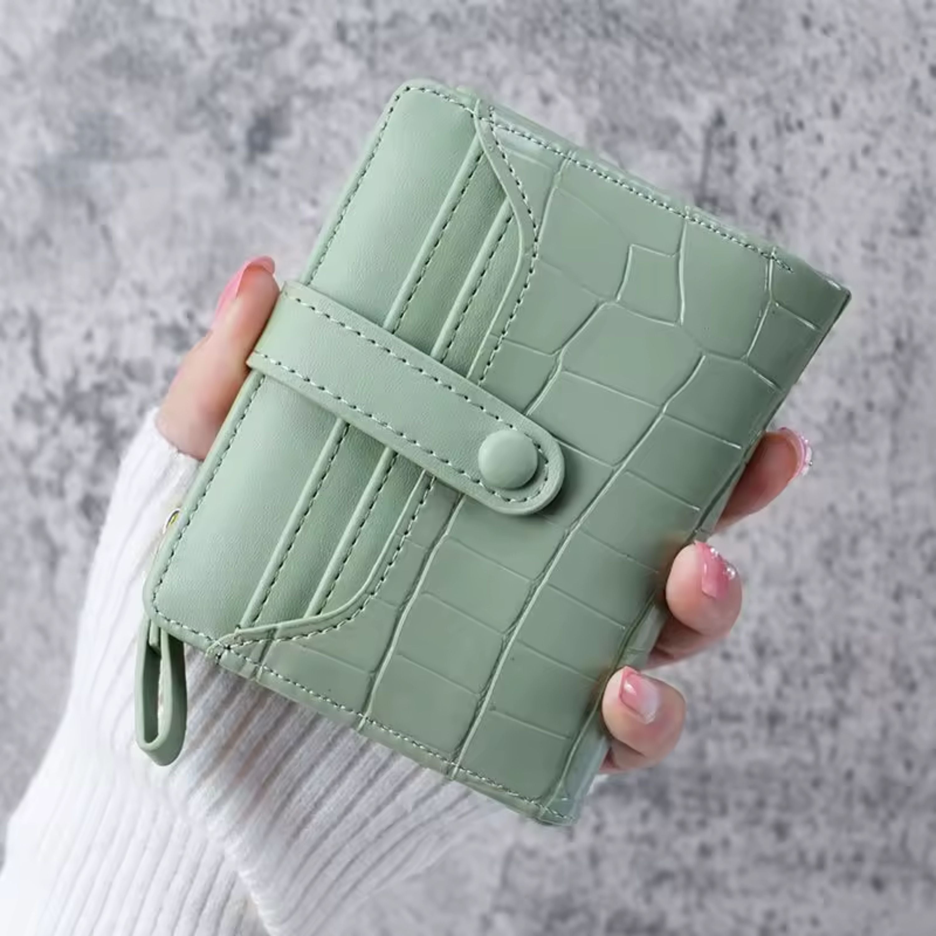Kitcheniva Women's Crocodile Print Clutch Wallet, Green