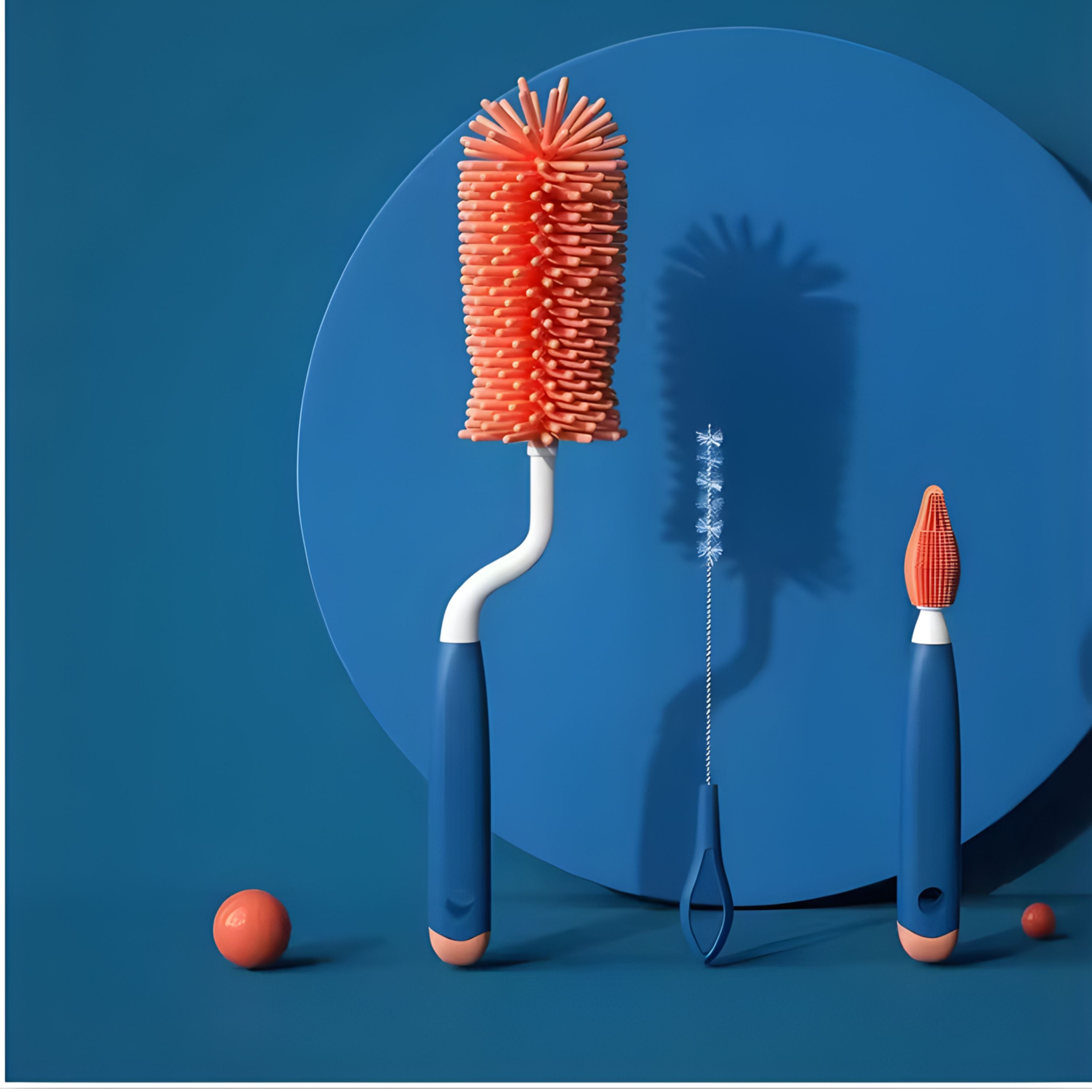 Kitcheniva Curved Silicone Bottle Brush 3 Pcs Set