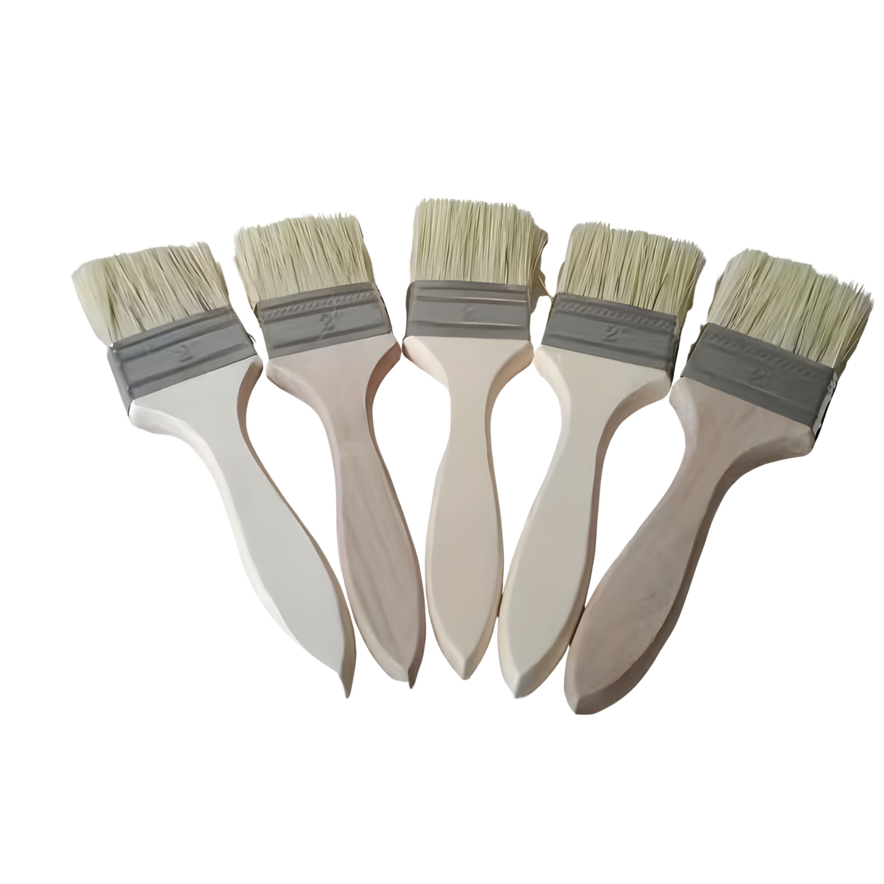 Kitcheniva 5 Pack Paint Brush with Wooden Handle - 2" Natural Bristles, 6.9" Overall Length