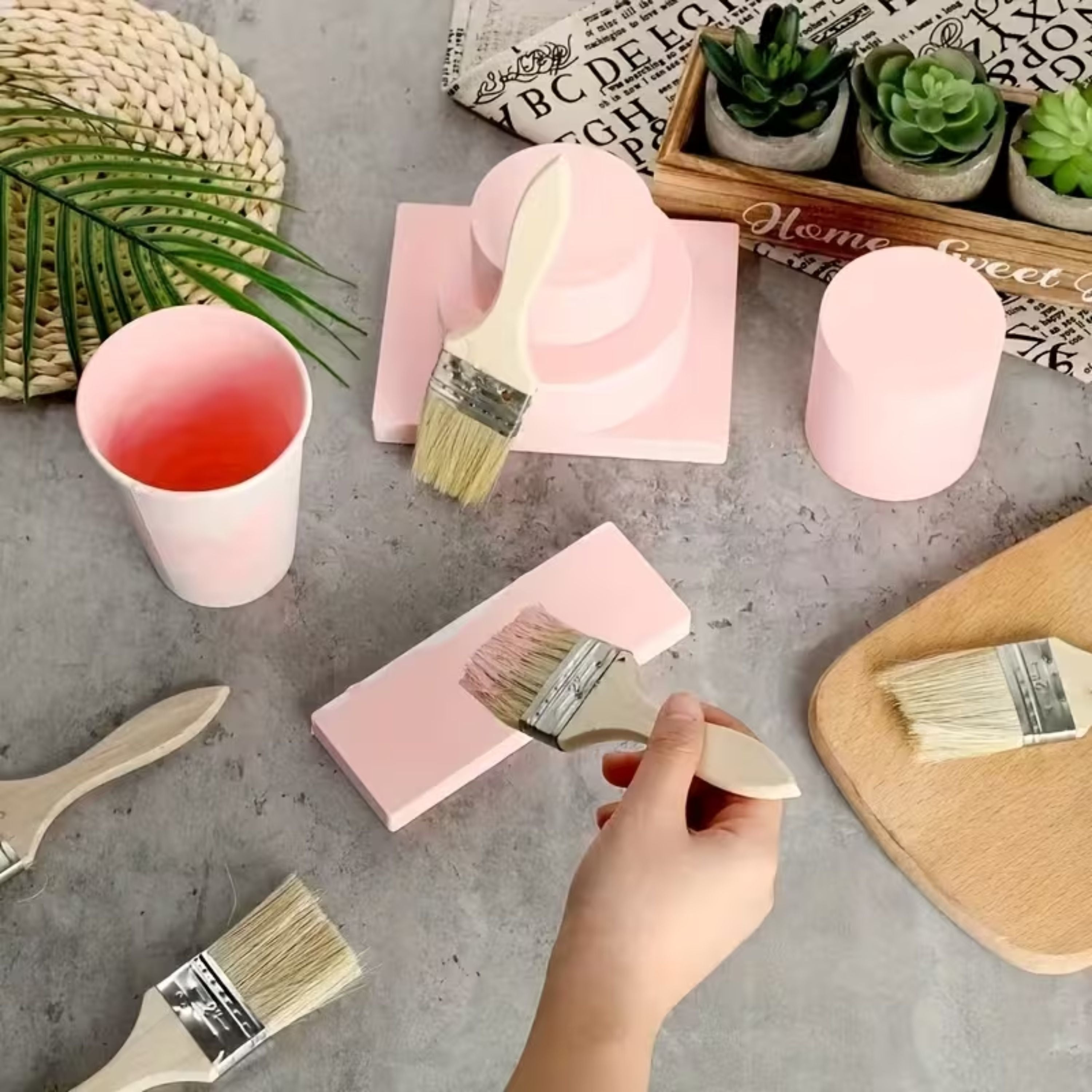 Kitcheniva 5 Pack Paint Brush with Wooden Handle - 2" Natural Bristles, 6.9" Overall Length