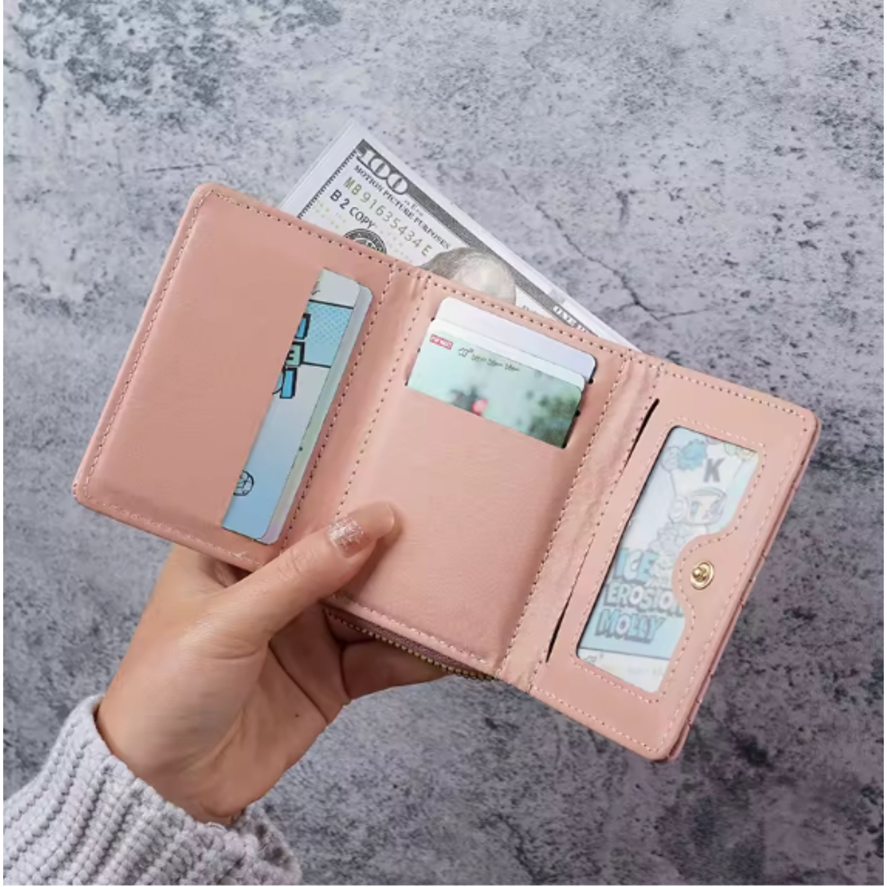 Kitcheniva Women's Heart Embroidered Wallet Khaki