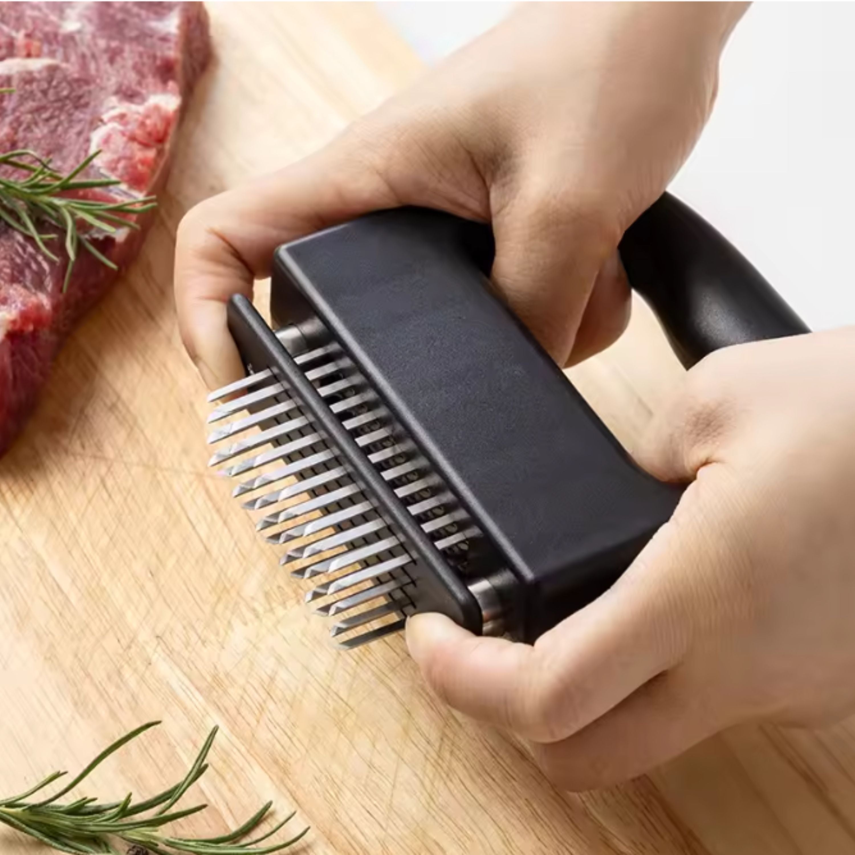 Kitcheniva Stainless Steel Meat Tenderizer for Steaks, Chicken, Pork - Sharp Needles to Puncture Meat for Maximum Tenderness and Flavor Penetration
