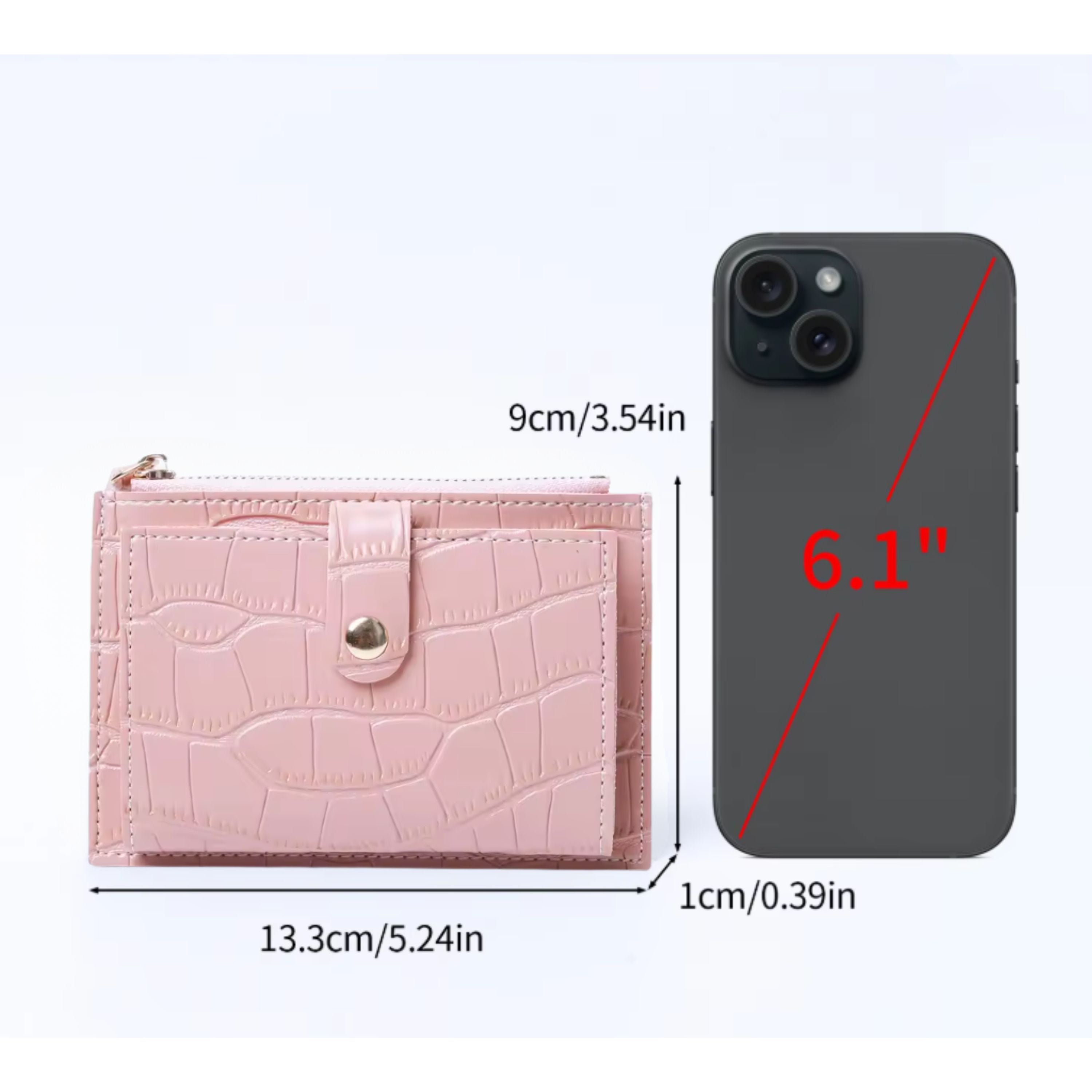 Kitcheniva Women's Ultra-Thin Lightweight Crocodile Print Wallet, Pink - Holds Cards, Coins & Cash