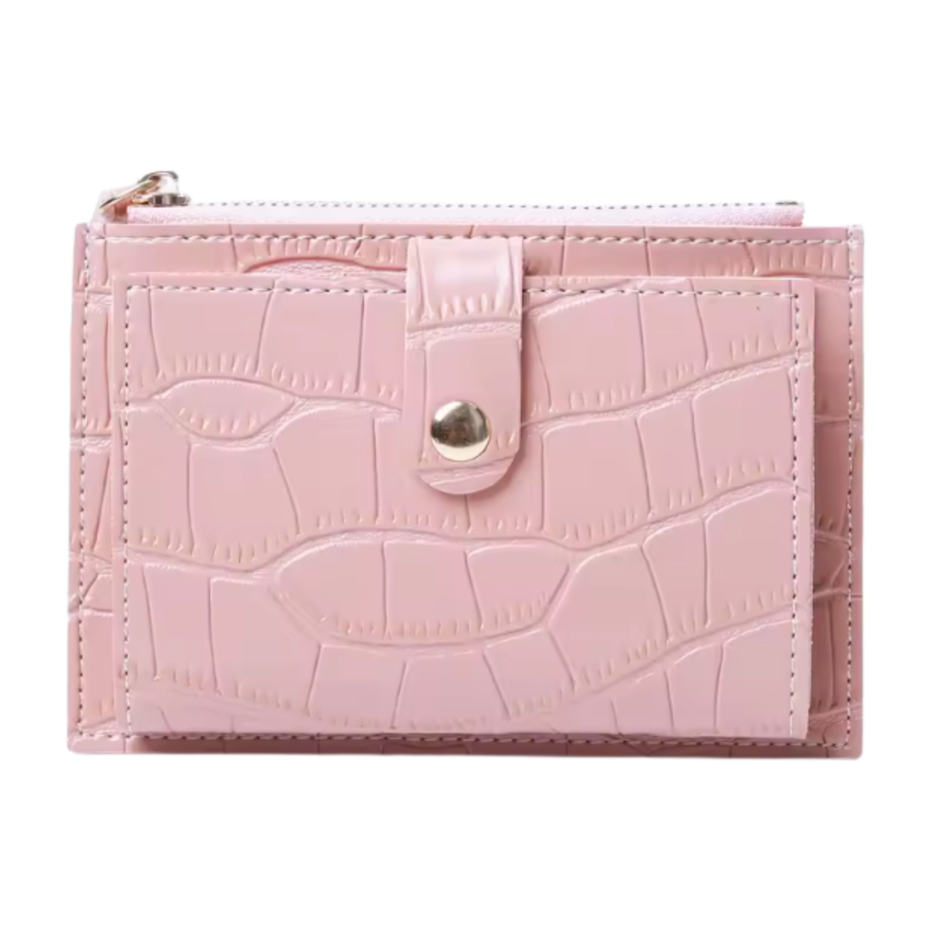 Kitcheniva Women's Ultra-Thin Lightweight Crocodile Print Wallet, Pink - Holds Cards, Coins & Cash