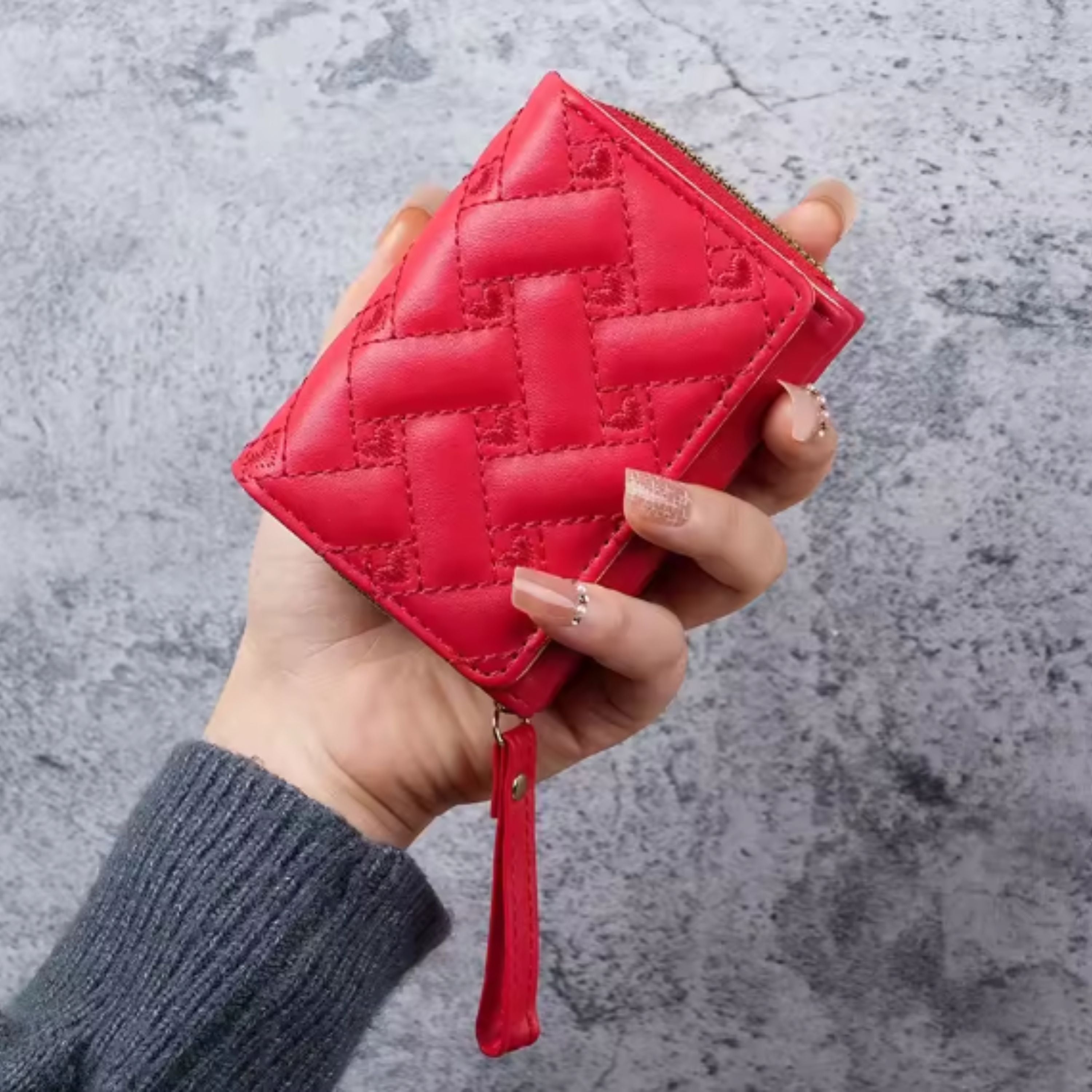 Kitcheniva Women's Heart Embroidered Wallet Red