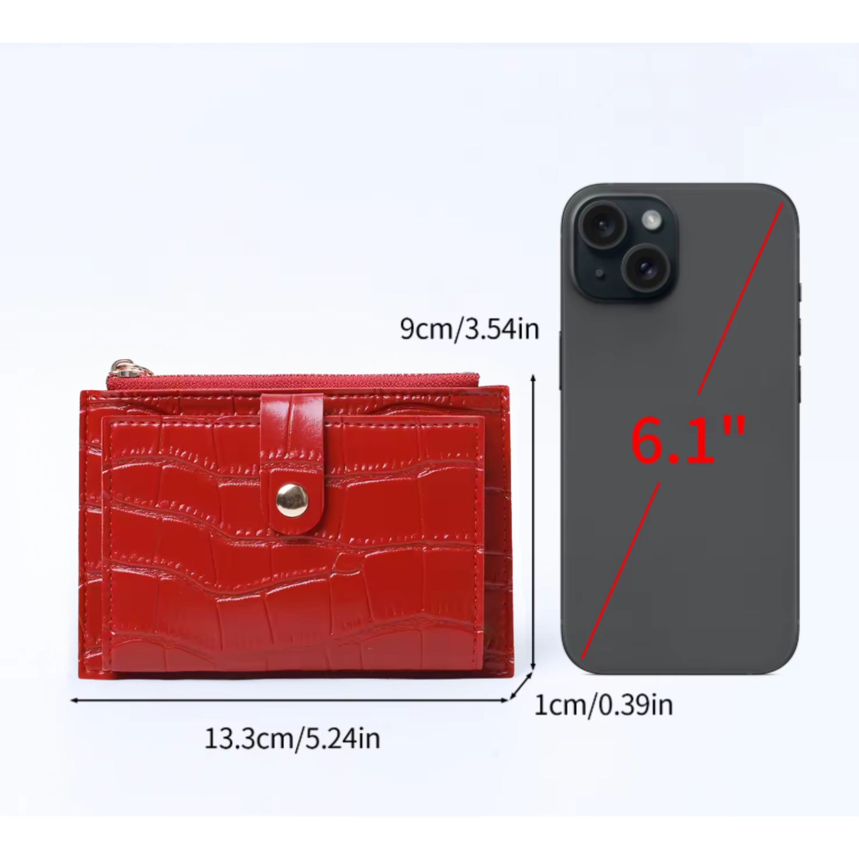 Kitcheniva Women's Ultra-Thin Lightweight Crocodile Print Wallet, Red - Holds Cards, Coins & Cash