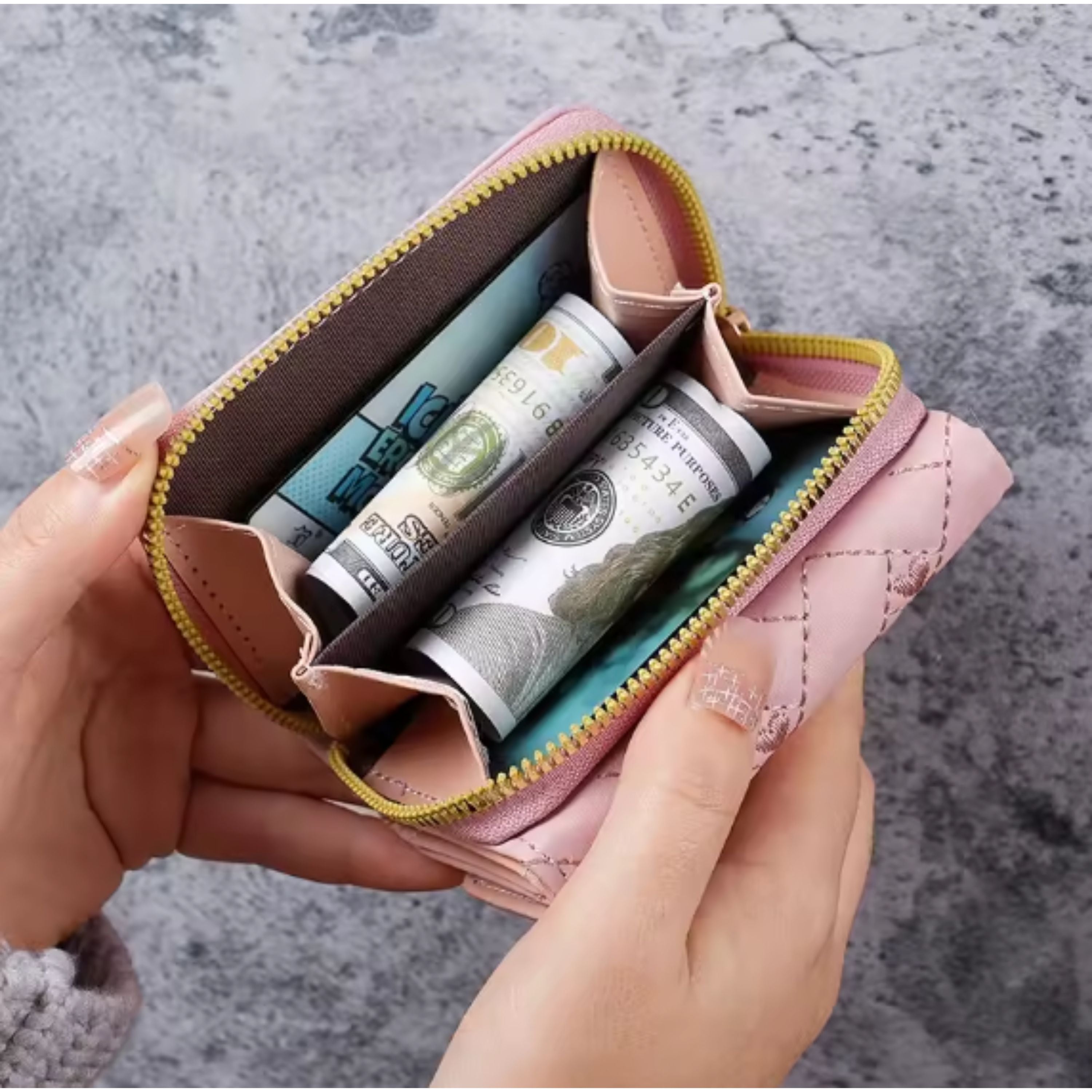 Kitcheniva Women's Heart Embroidered Wallet Khaki