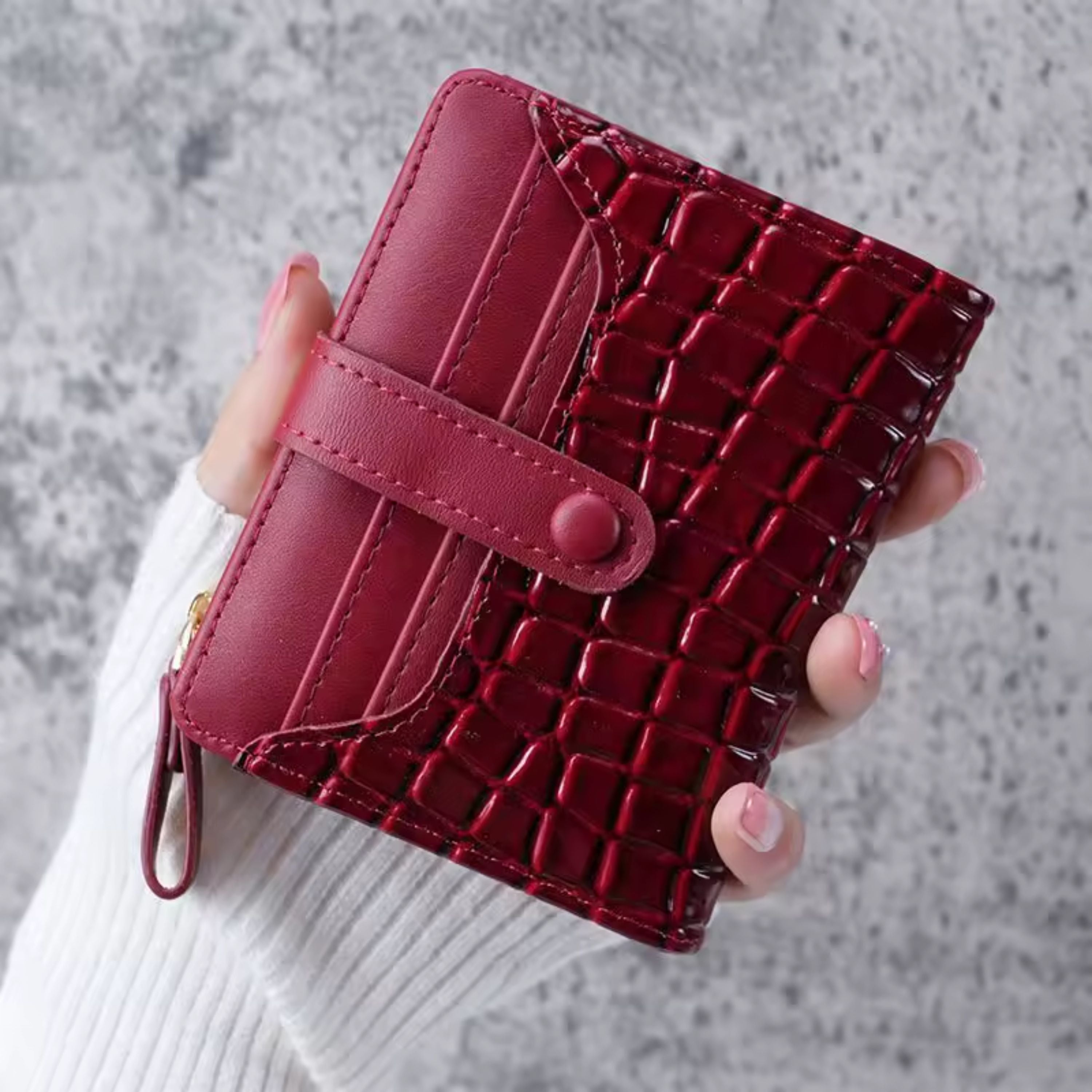Kitcheniva Women's Crocodile Print Clutch Wallet, Red