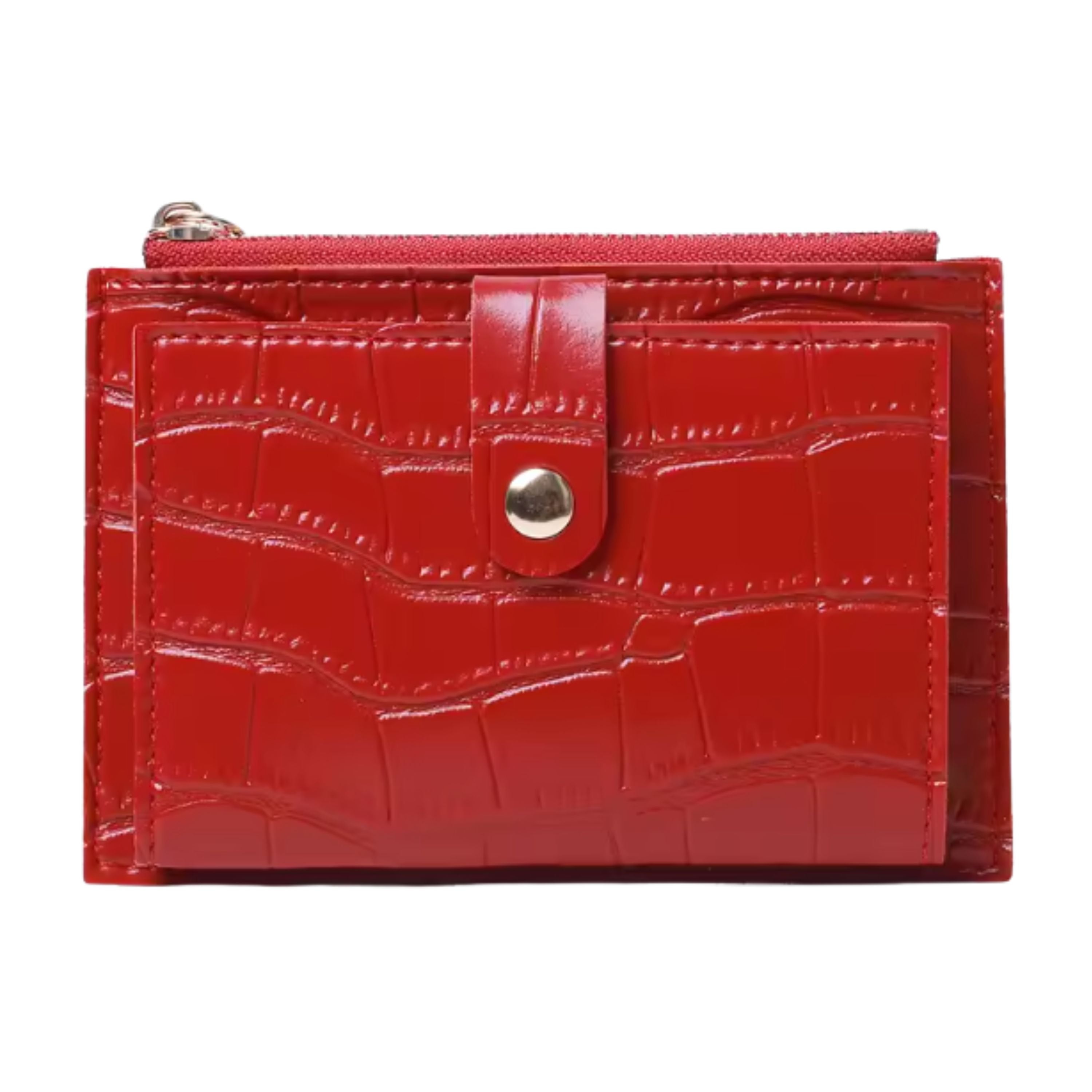 Kitcheniva Women's Ultra-Thin Lightweight Crocodile Print Wallet, Red - Holds Cards, Coins & Cash