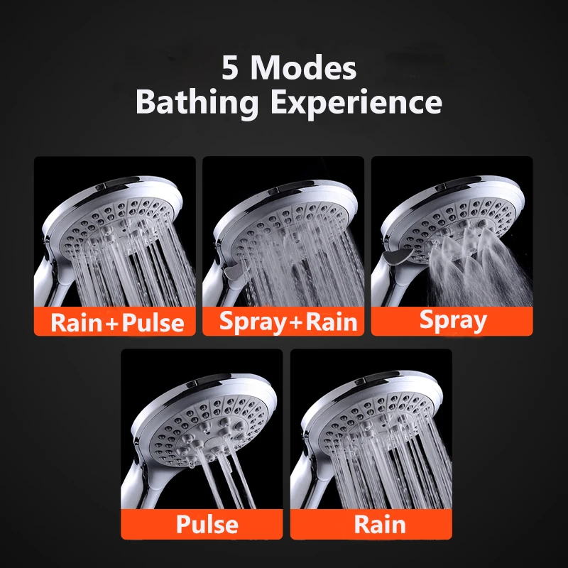 Kitcheniva 5 Settings Spray Shower Head High-Pressure Adjustable