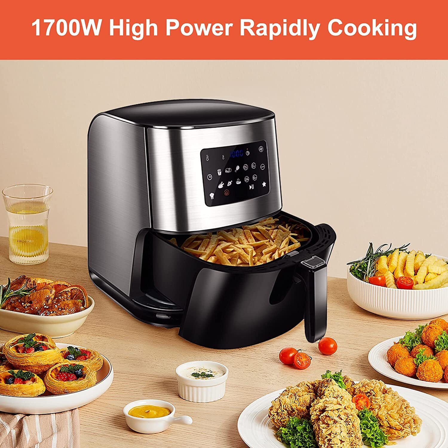 Kitcheniva 6.3 Quart 10-in-1 Smart Electric Air Fryer Hot Airfryer Oven Oilless Cooker