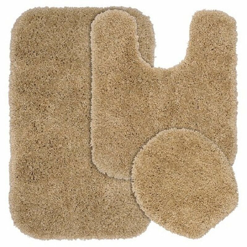 Kitcheniva 3-Piece Blue Bathroom Bath Mat Rug Set with Toilet Lid Cover Non-Slip