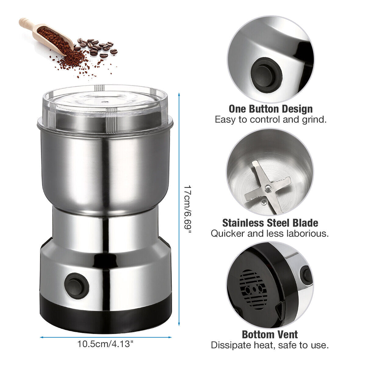 Kitcheniva Electric Coffee Bean Grinder 110V