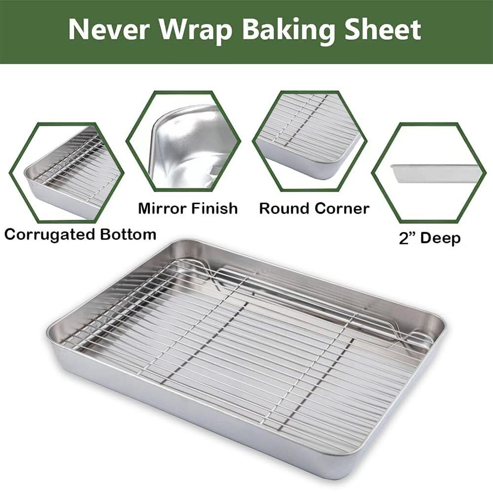 Kitcheniva Baking Sheet with Rack Set Nonstick Stainless Steel, XL