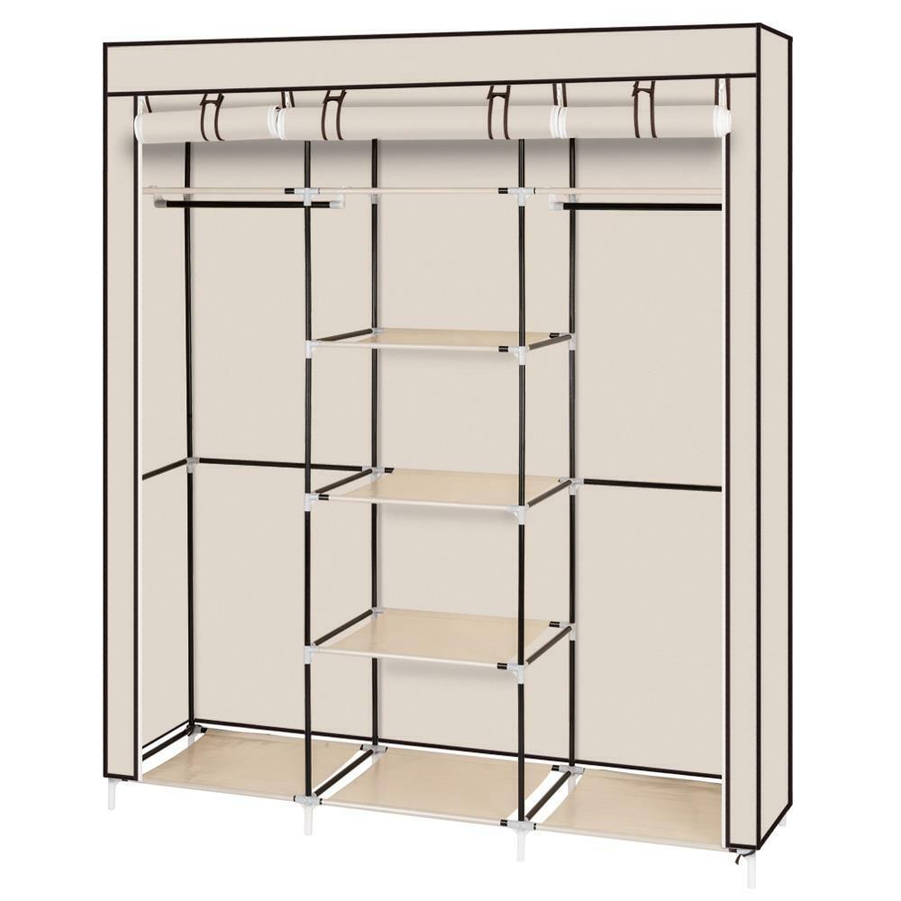 Kitcheniva Closet Wardrobe Clothes Rack Storage, Beige