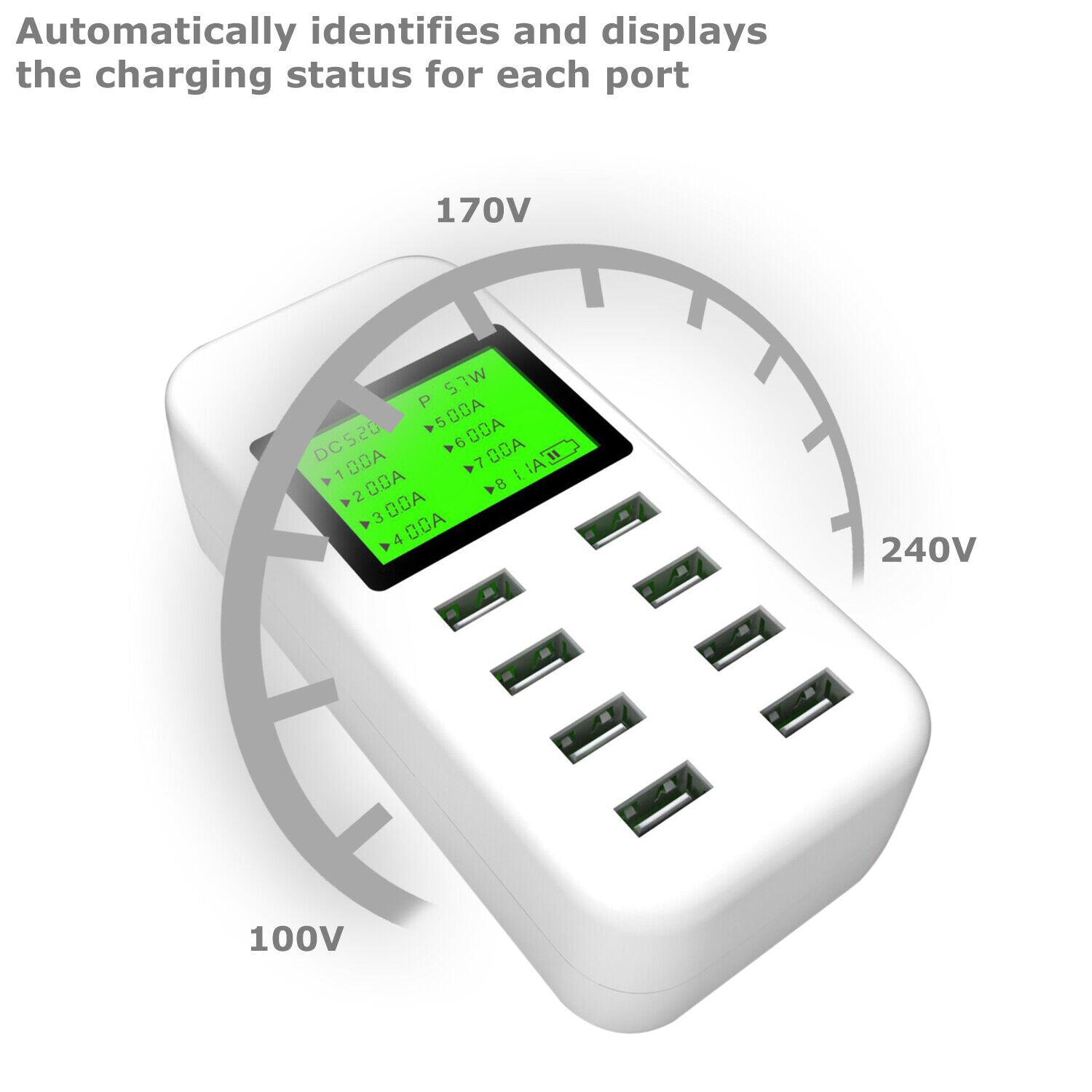 Kitcheniva 8-Port Smart Multi USB AC Wall Charger Hub