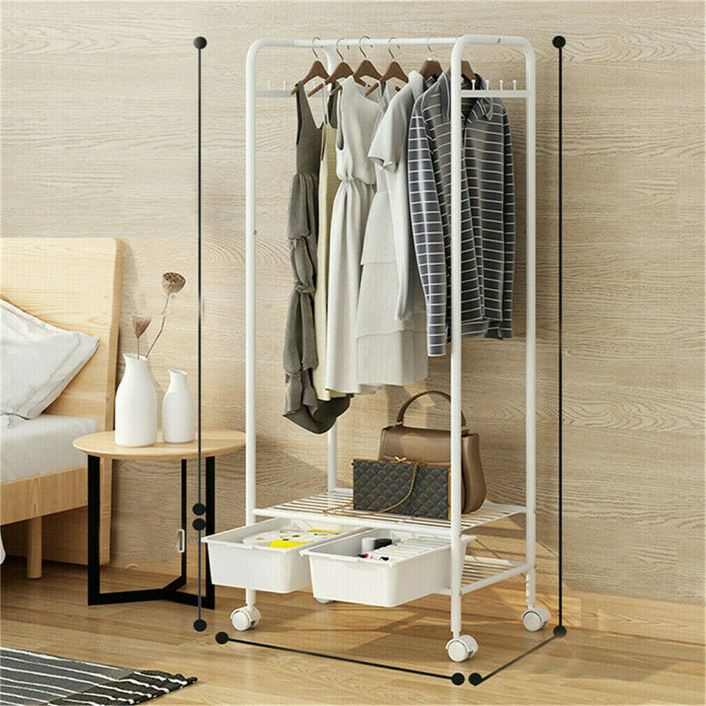 Kitcheniva Cloth Rack Single Collapsible Rail Rolling Garment Coat Hanger Dryer with 8 Hook